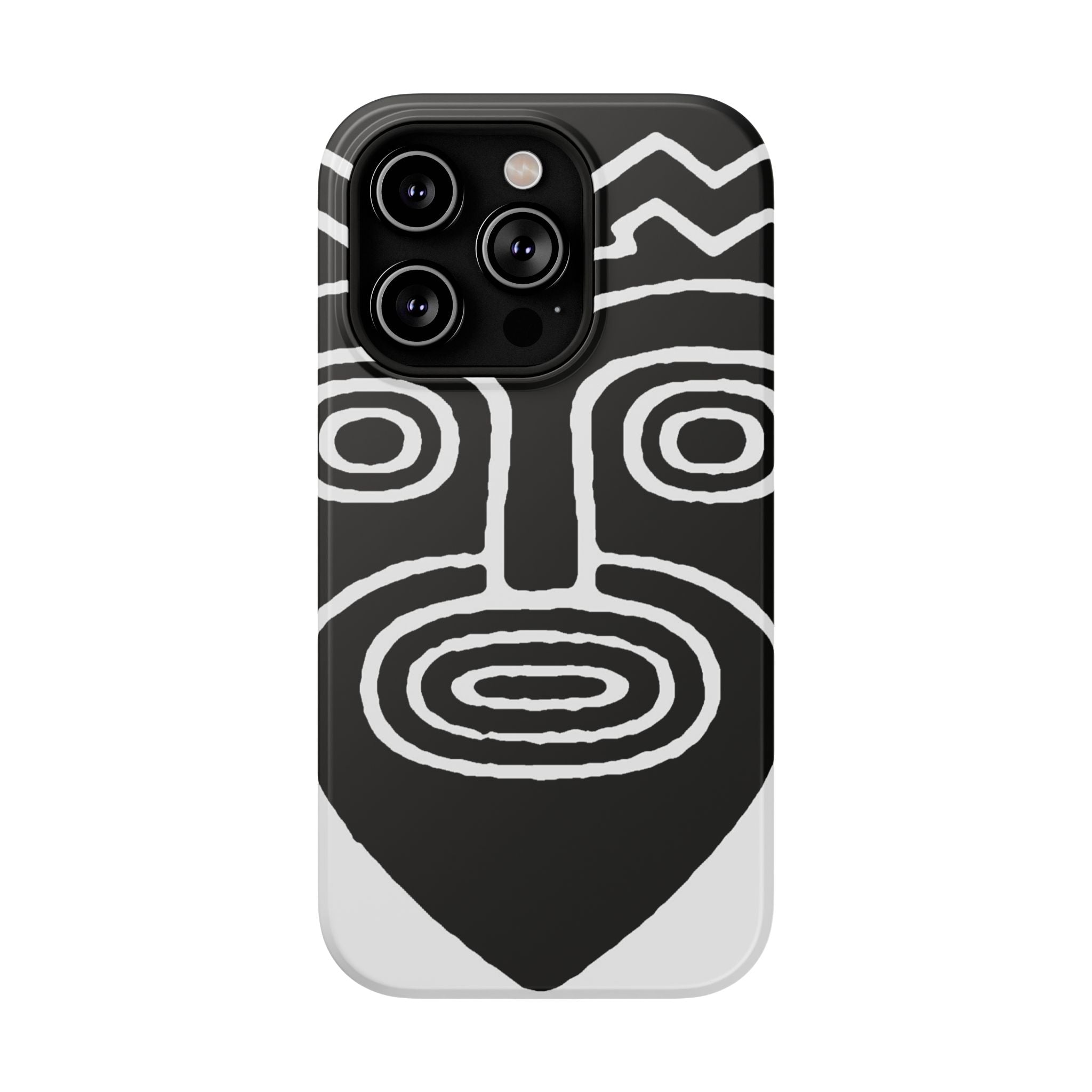 Phone Case — Black & White Tribal Mask Impact-Resistant Case