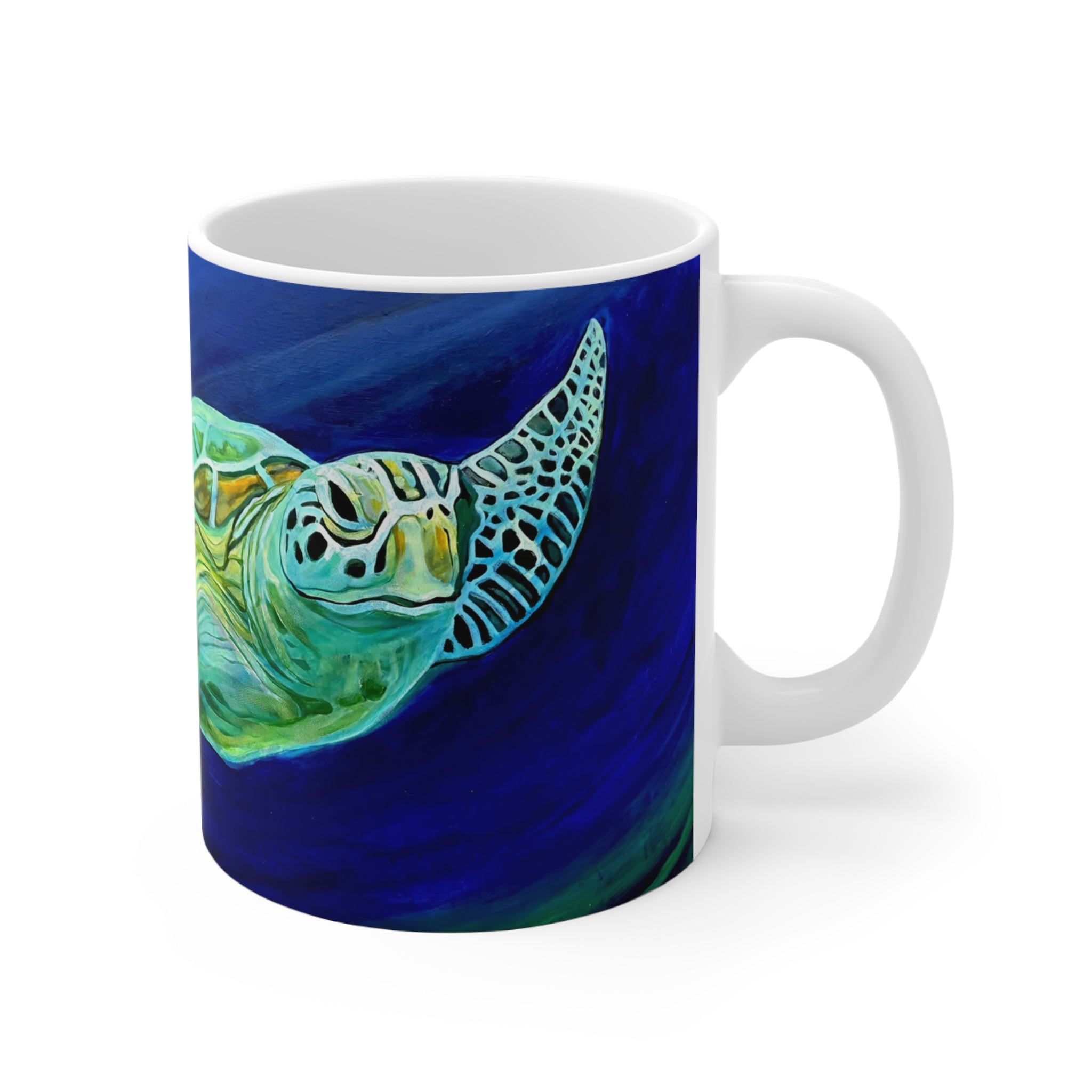 Mug Lisa Herrera art print Sea Turtle — Ocean Art Ceramic Coffee Cup (11 oz)