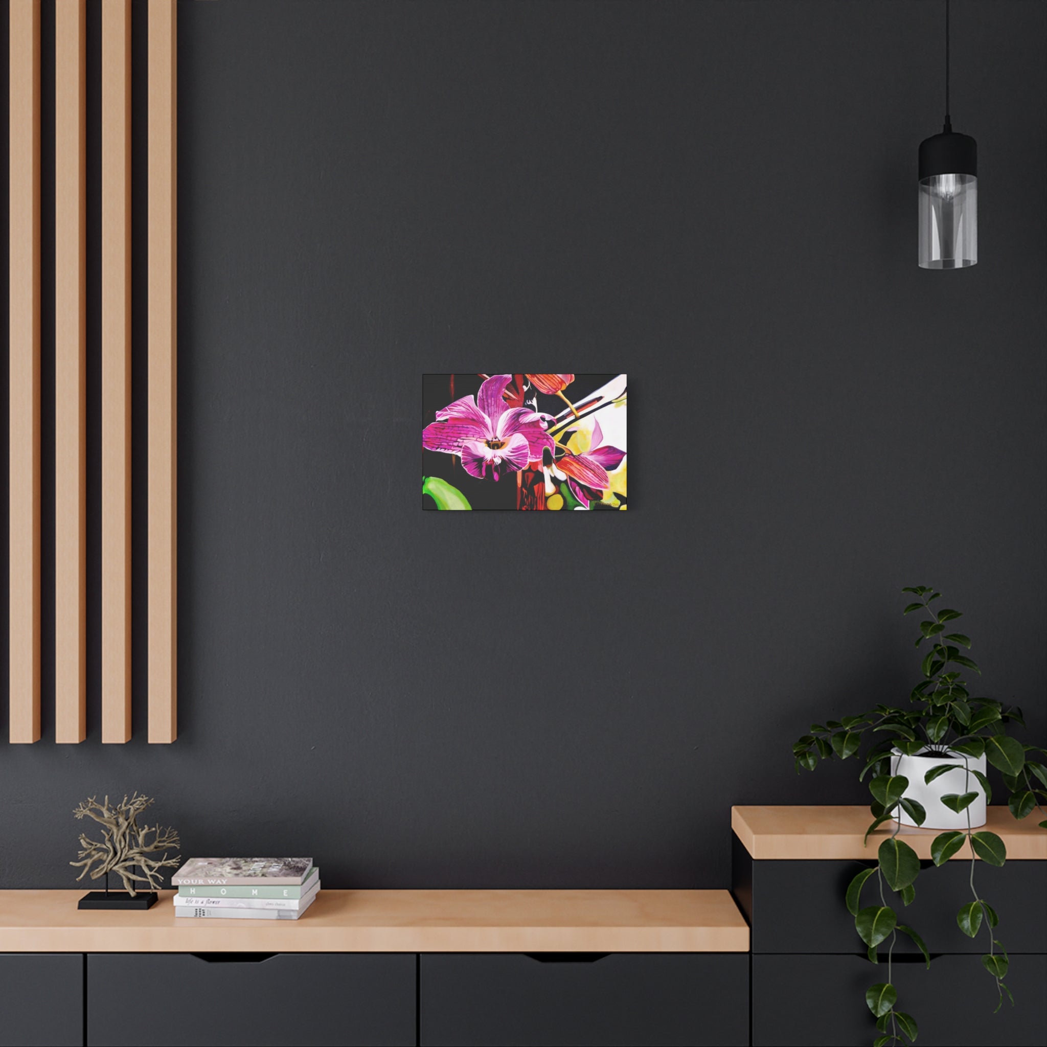 Canvas Print of Purple Orchid — Pink Botanical Wall Art, Matte Stretched Canvas