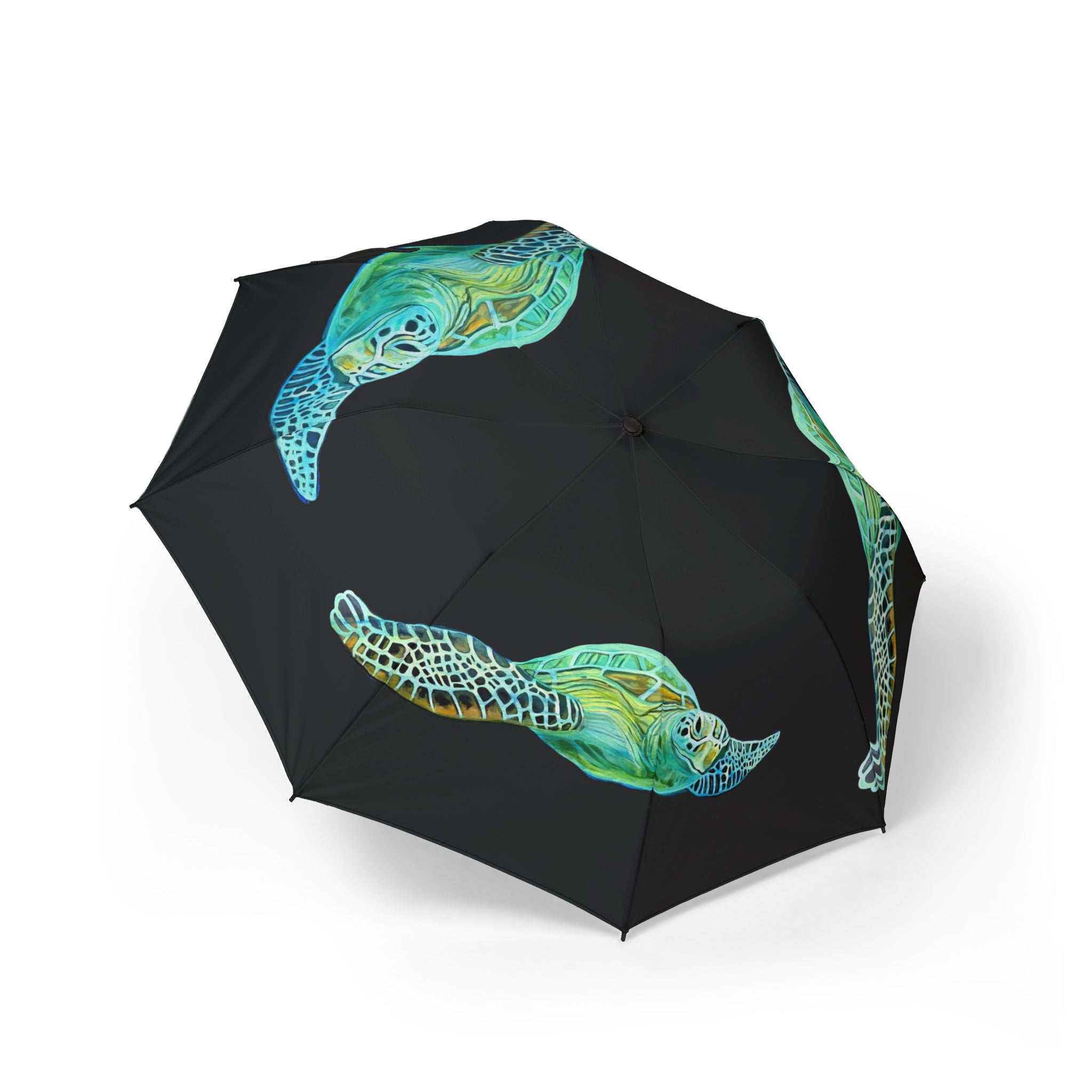 Umbrella Lisa Herrera art print Sea Turtle Foldable  — Compact Semi-Automatic Rain Parasol
