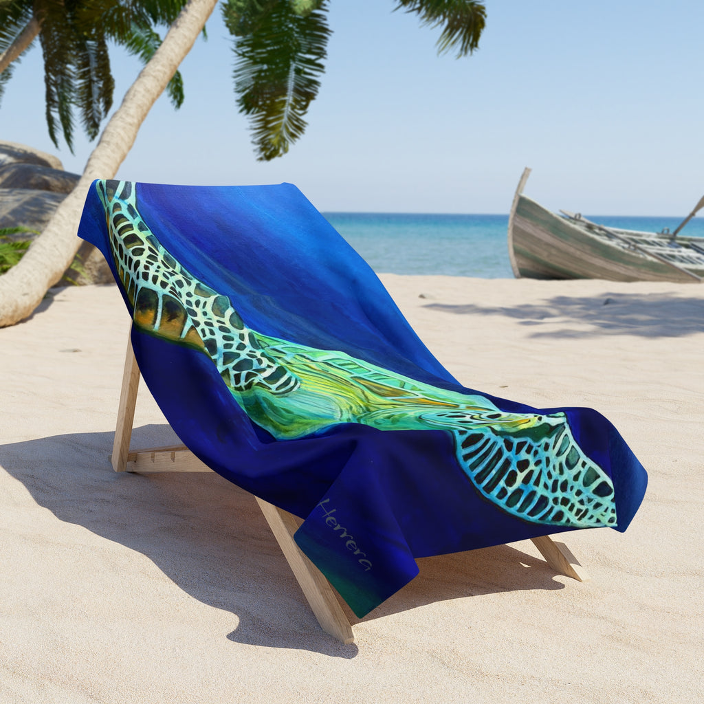 Beach Towel Turtle Painting – Vibrant Ocean Swim Design