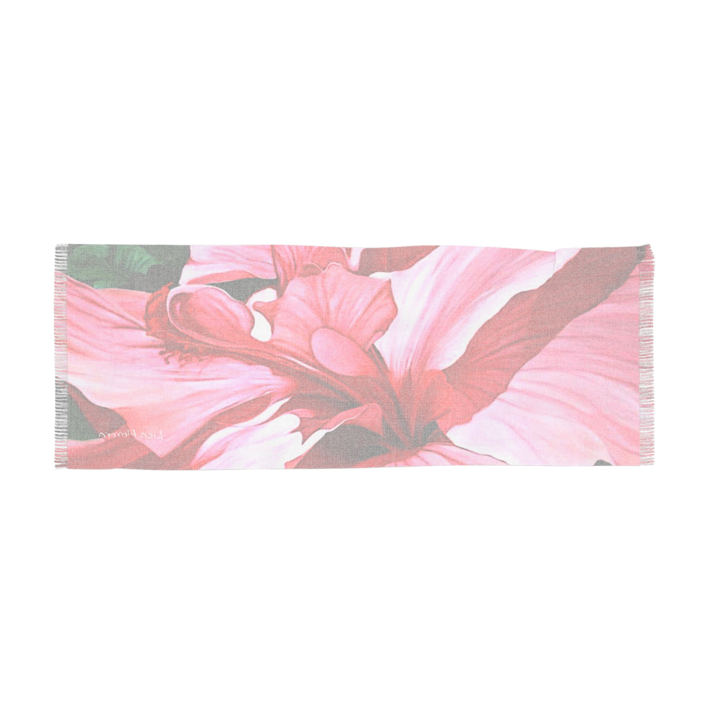 Tropical Hibiscus Light Scarf - Pink Floral Beach Wrap