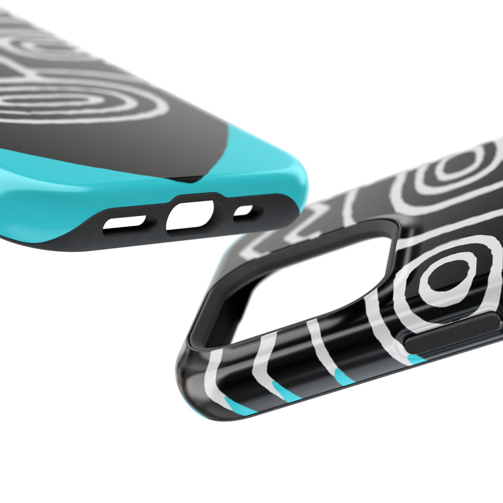 Phone case Impact-Resistant  — Abstract Tribal Mask Design (Black & Teal)