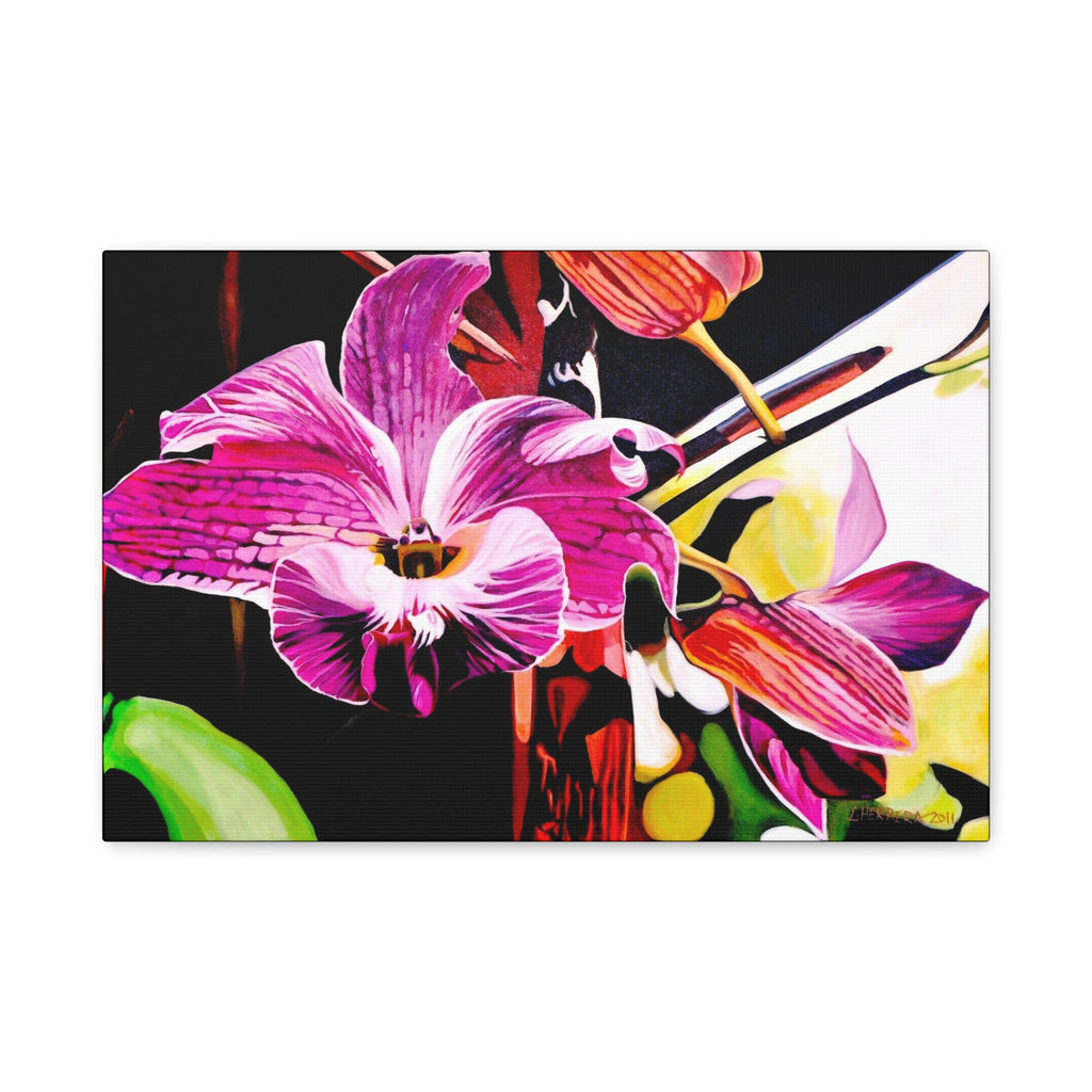 Canvas Print of Purple Orchid — Pink Botanical Wall Art, Matte Stretched Canvas