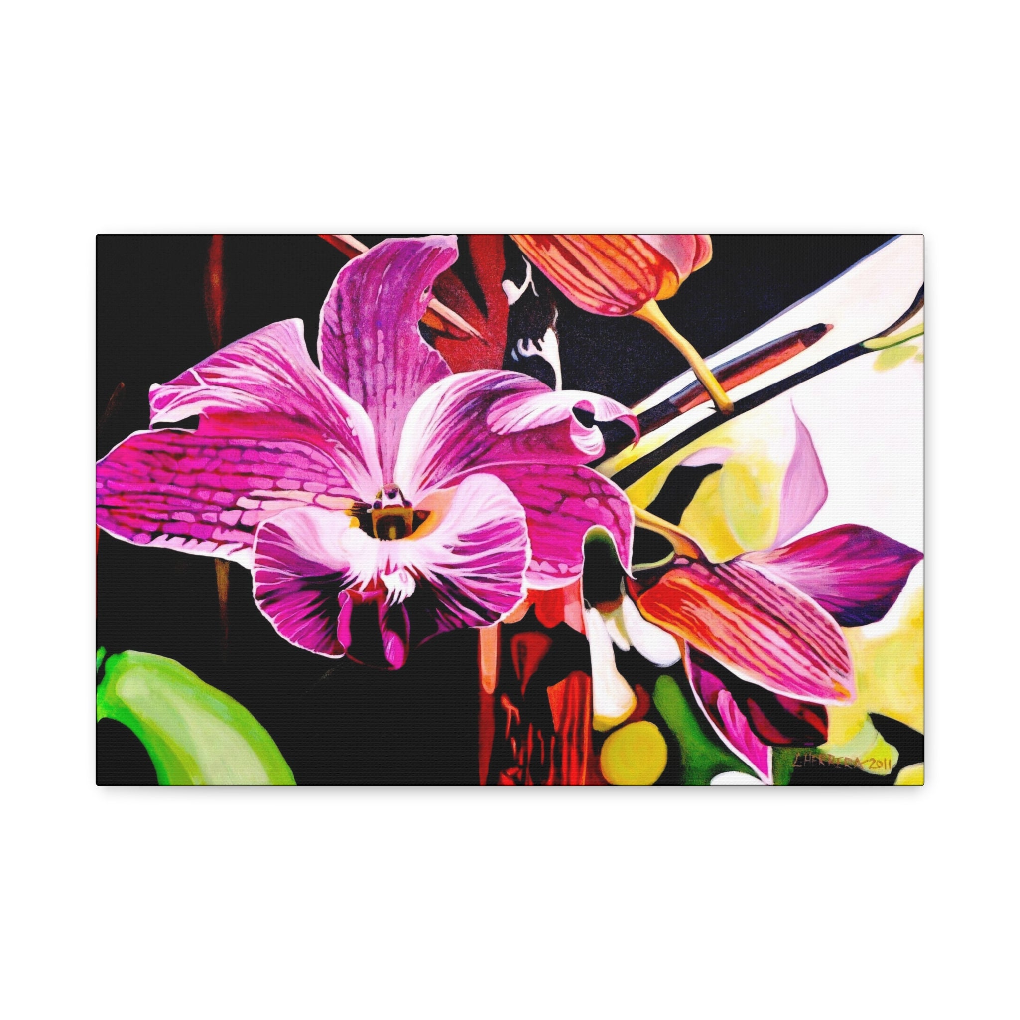 Canvas Print of Purple Orchid — Pink Botanical Wall Art, Matte Stretched Canvas