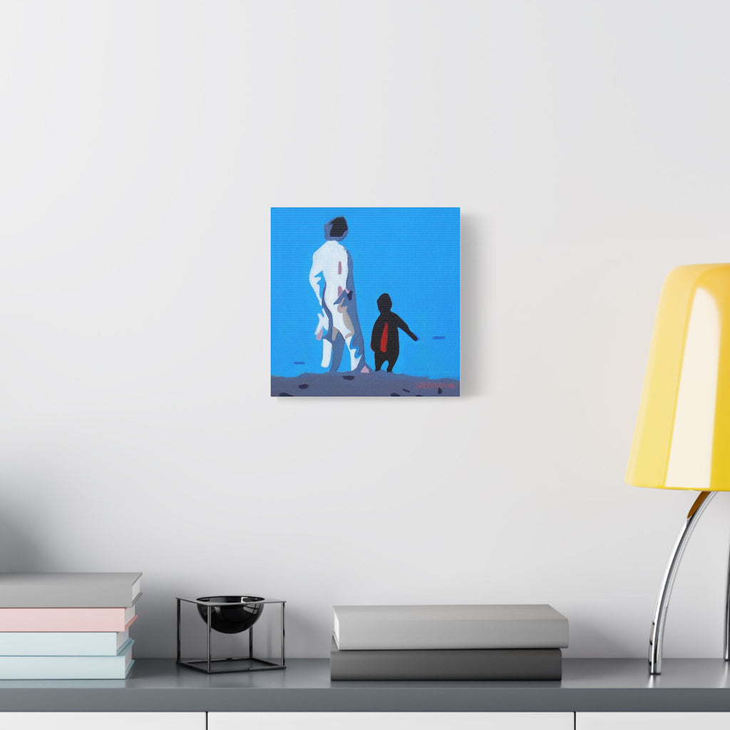 Mother and Son Silhouette - In my shadow Satin Canvas Wall Art