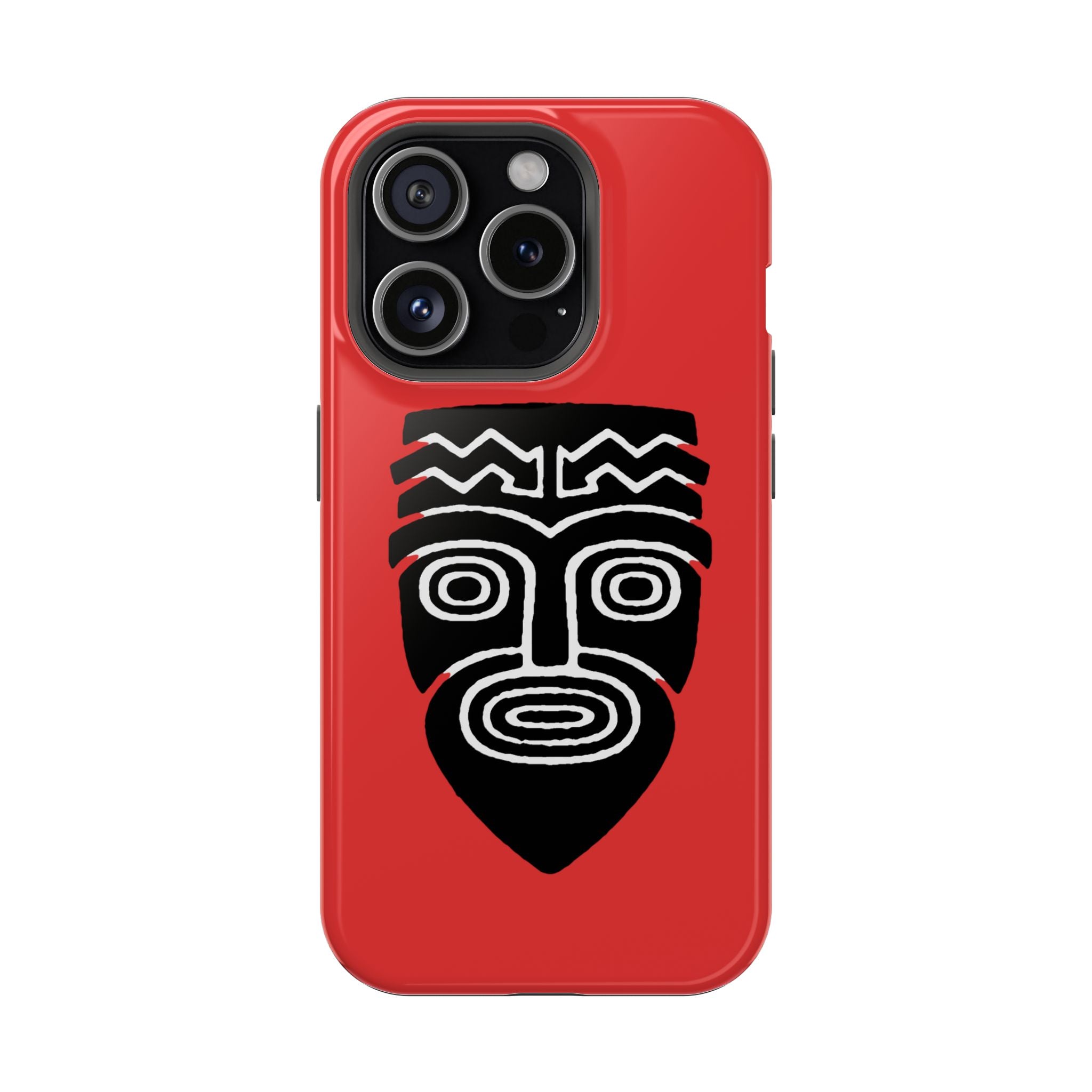 Phone Case Tiki Mask Impact-Resistant Phone Case — Bold Red Protective Cover