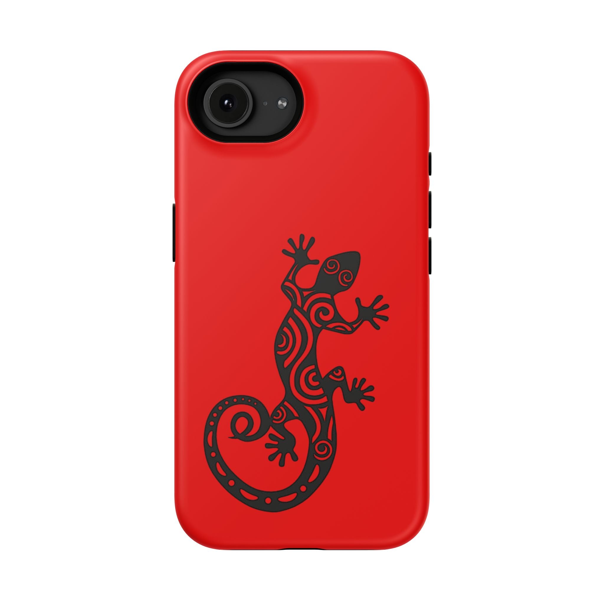 Phone Case Red Impact with Tribal Gecko Design — Shockproof Protective Cover