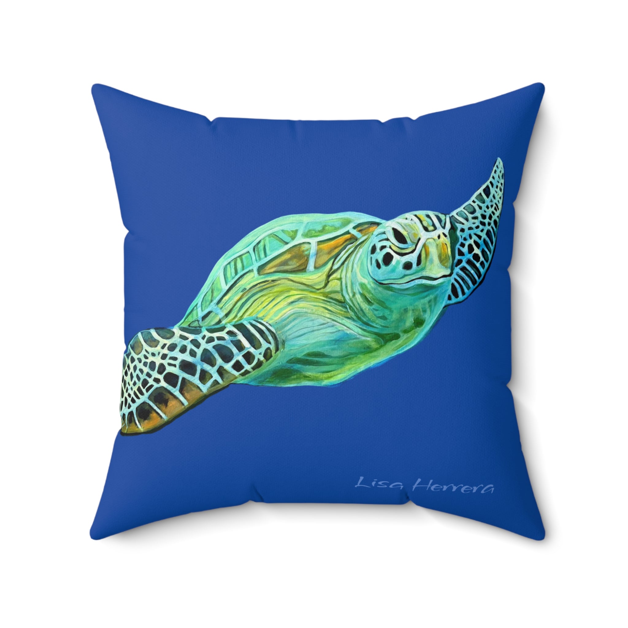 Throw Pillow Sea Turtle  - Aqua Coastal Decorative Cushion