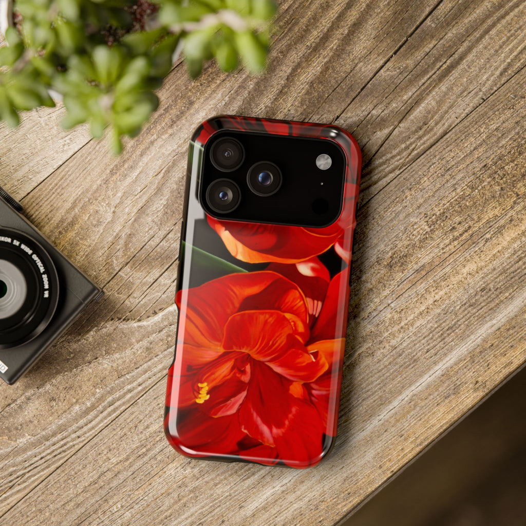Phone case Lisa Herrera art print Red Amaryllis Floral Impact-Resistant Phone Case