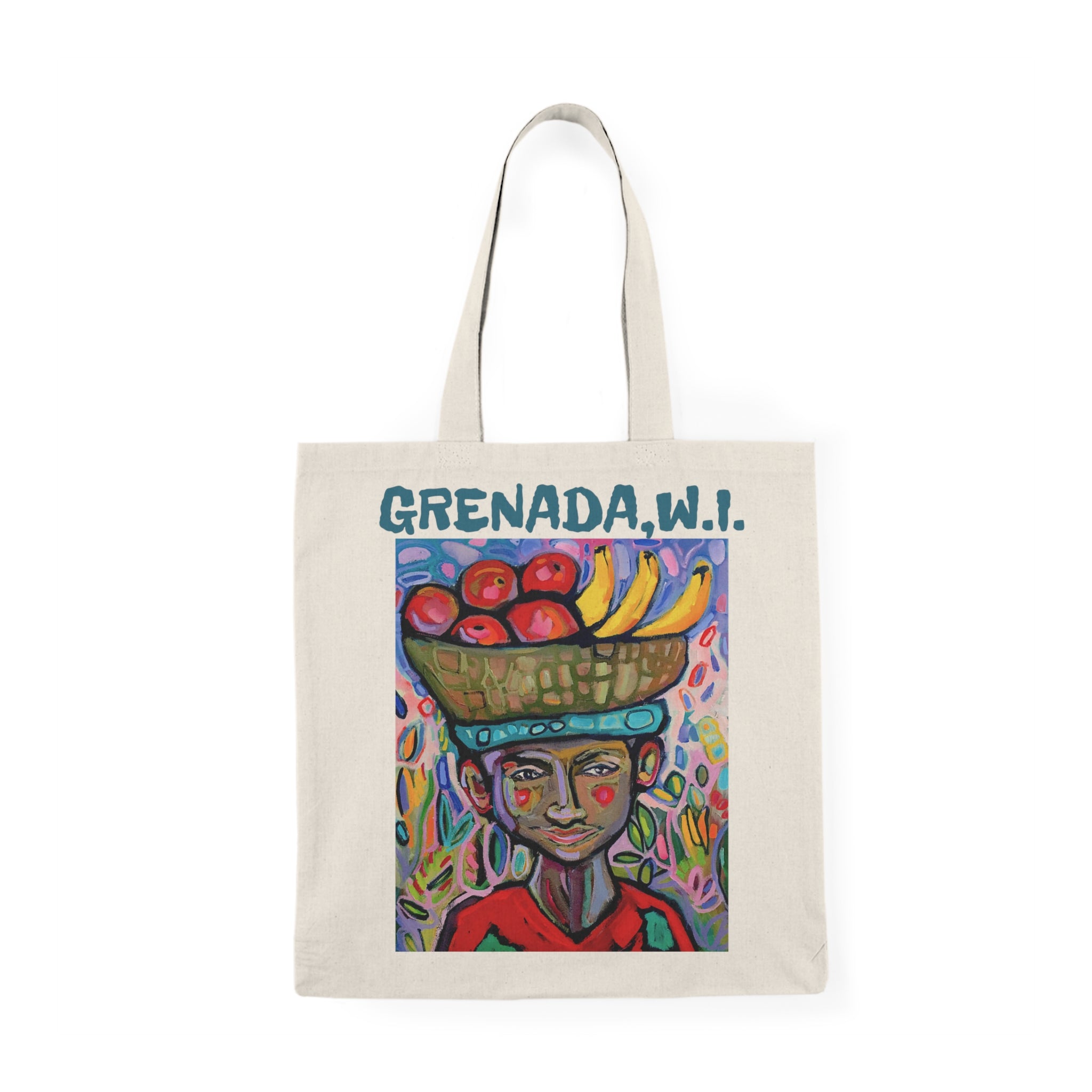 Tote Bag Painting Grenada W.I. Fruit Vendor Canvas Tote