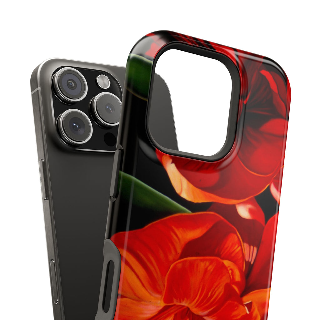 Phone case Lisa Herrera art print Red Amaryllis Floral Impact-Resistant Phone Case