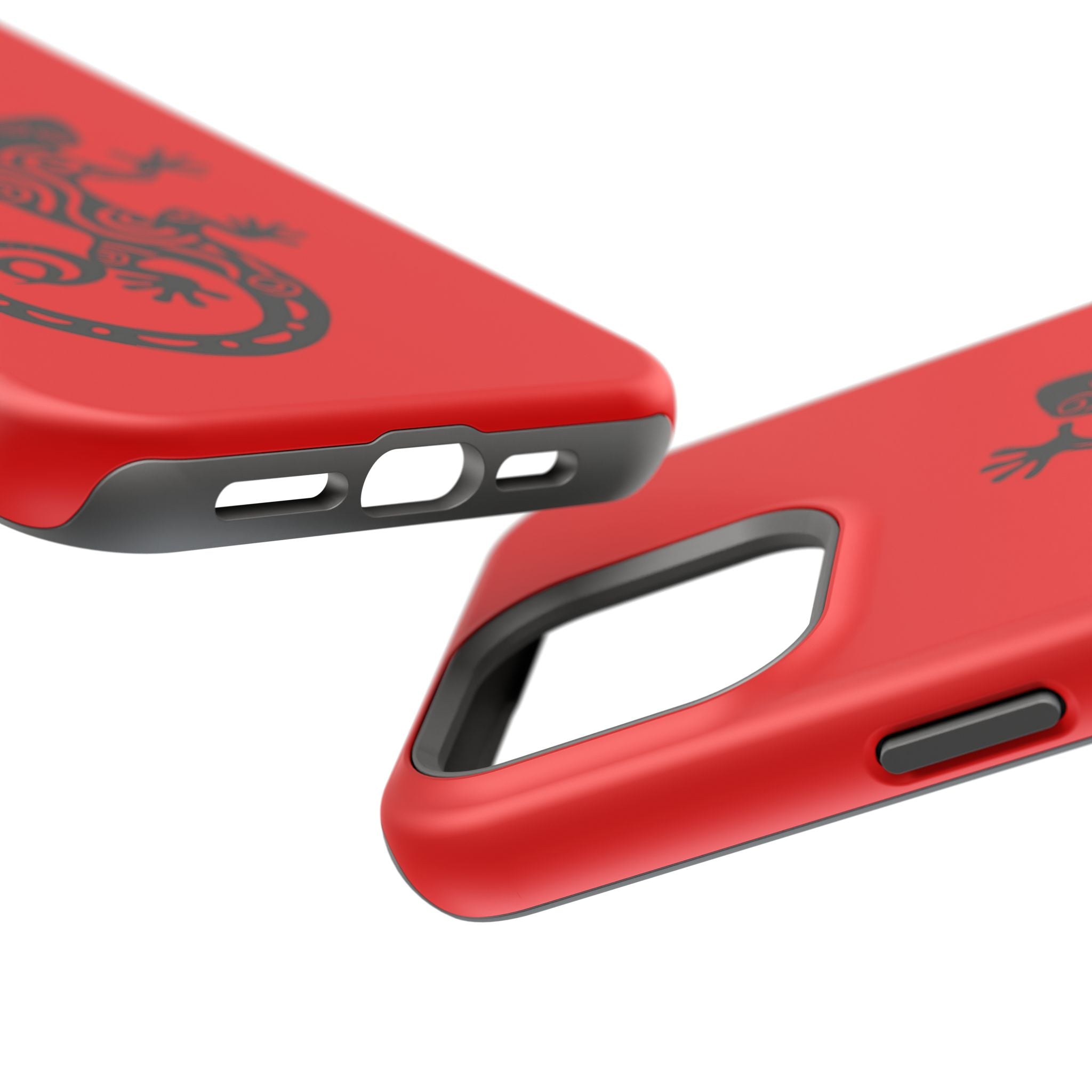 Phone Case Red Impact with Tribal Gecko Design — Shockproof Protective Cover
