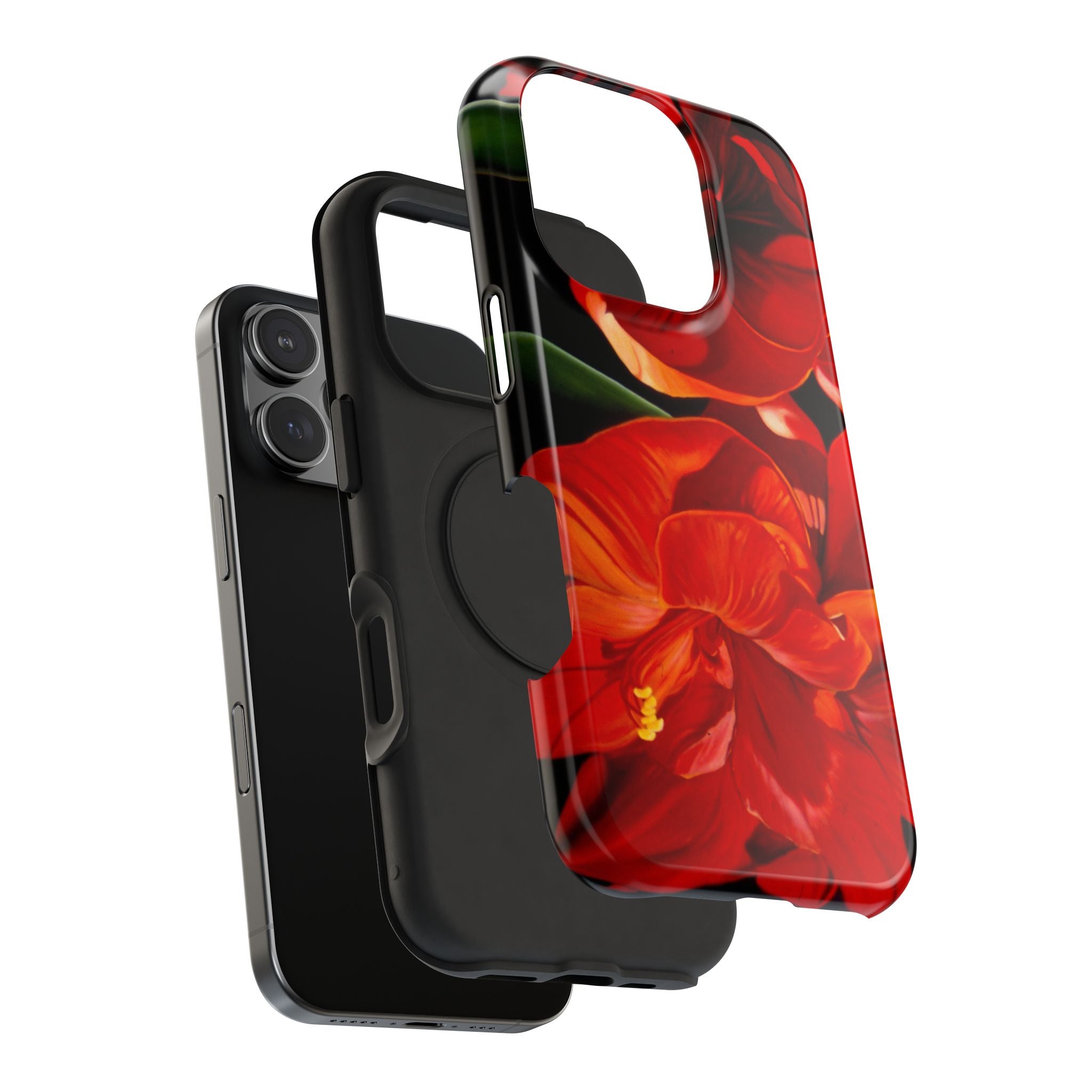 Phone case Lisa Herrera art print Red Amaryllis Floral Impact-Resistant Phone Case