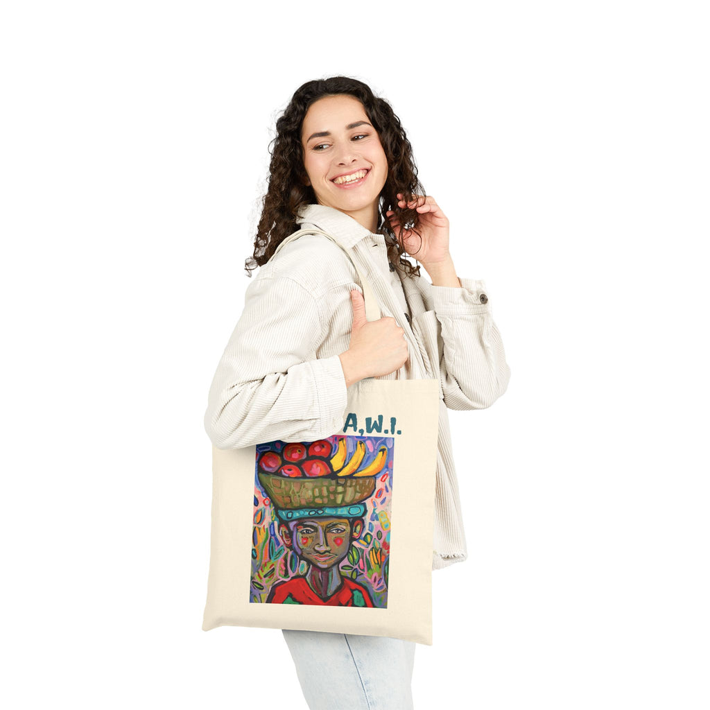 Tote Bag Lisa Herrera Painting Grenada W.I. Fruit Vendor Canvas Tote