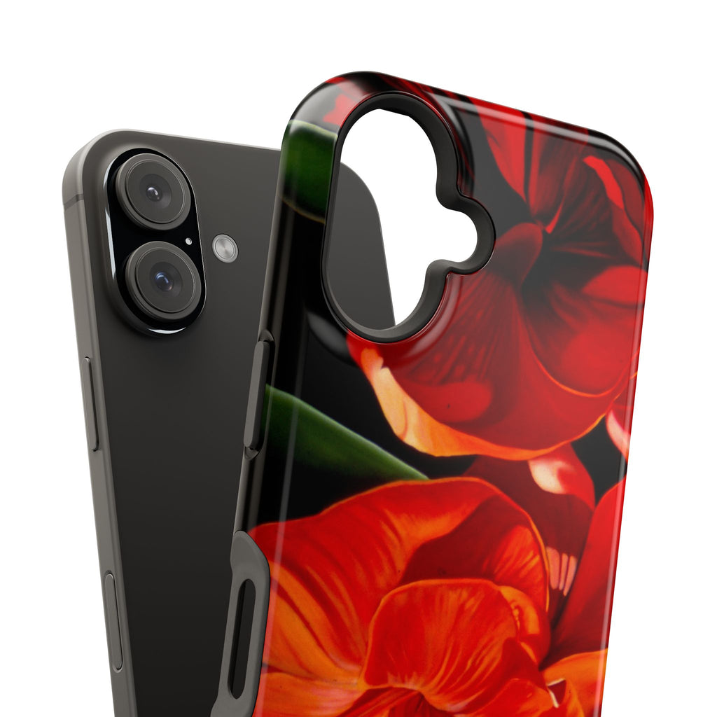 Phone case Lisa Herrera art print Red Amaryllis Floral Impact-Resistant Phone Case