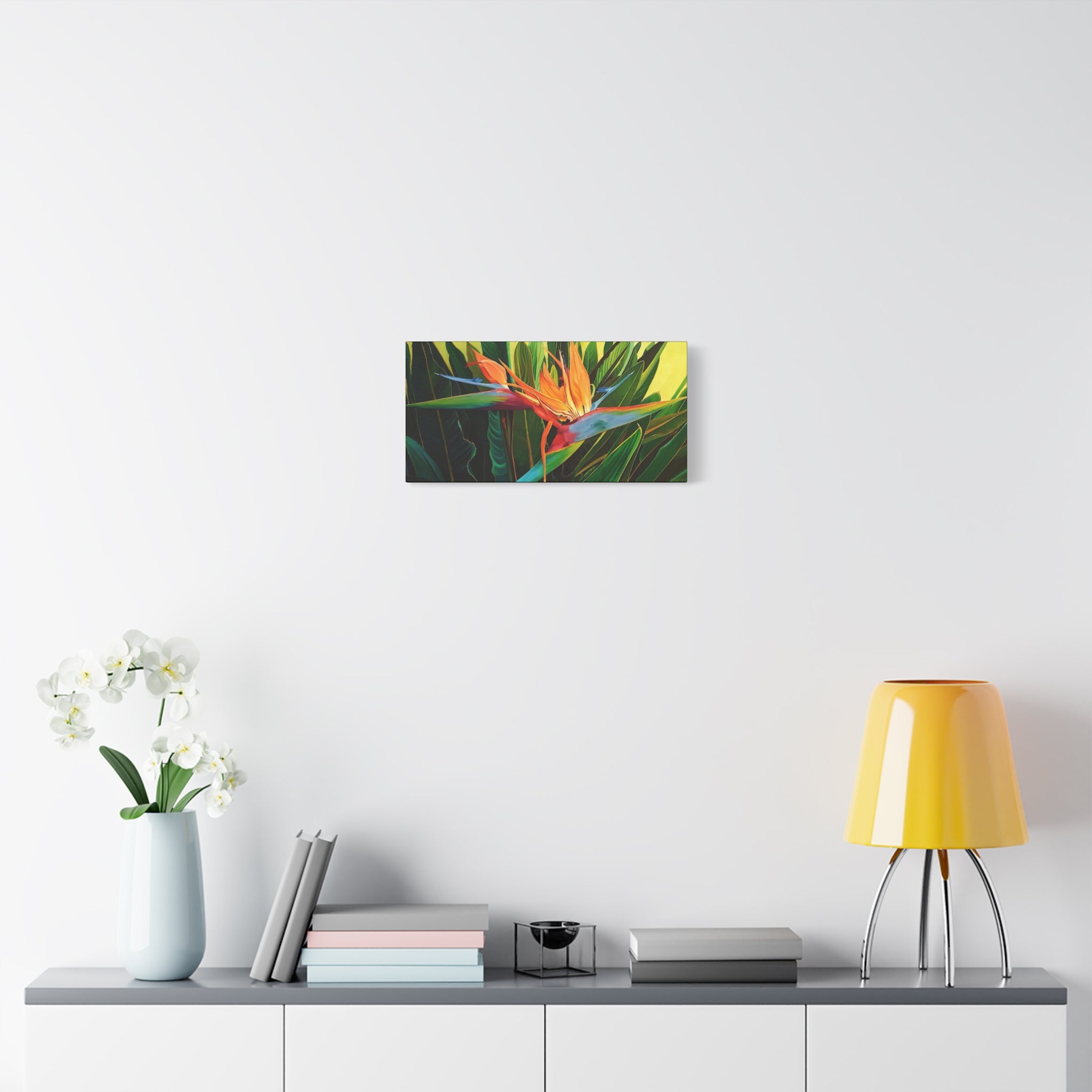 Printed Canvas Lisa Herrera art print Bird of Paradise Stretched Matte - Tropical Bird of Paradise Floral Wall Art