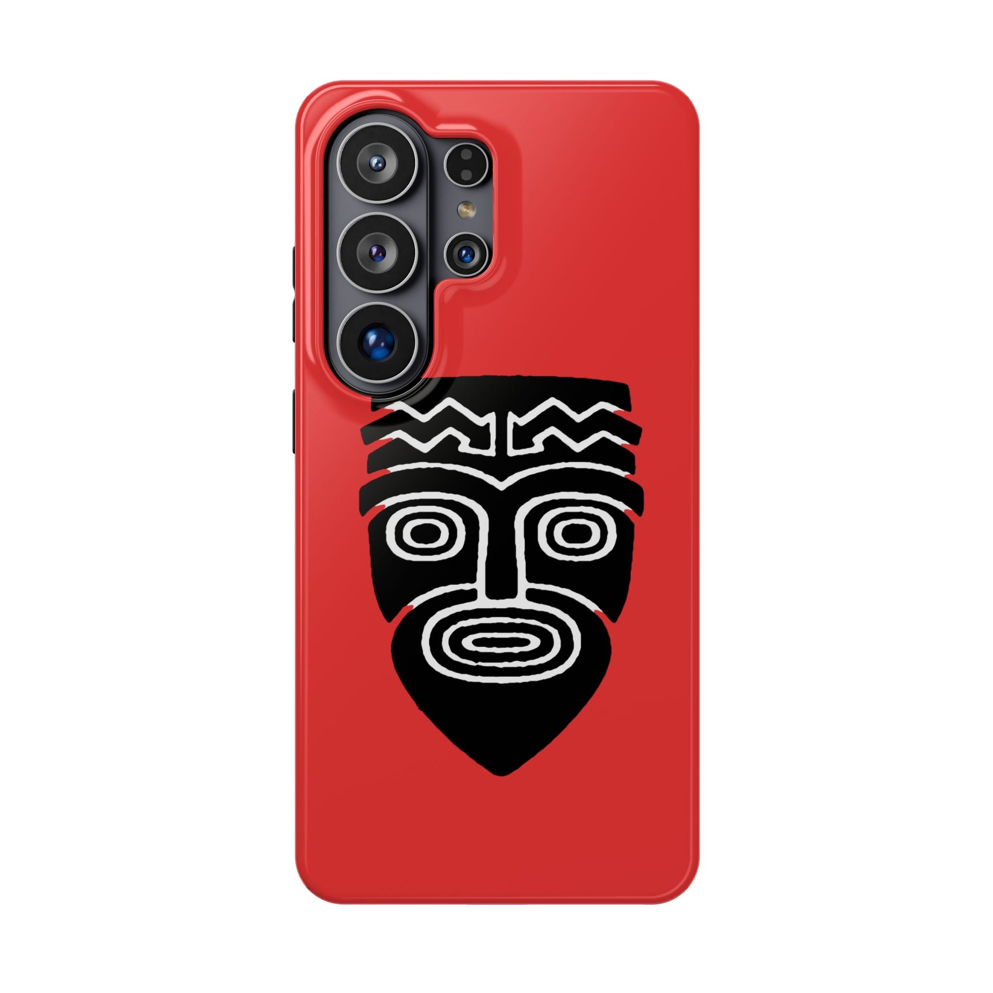 Phone Case Tiki Mask Impact-Resistant Phone Case — Bold Red Protective Cover