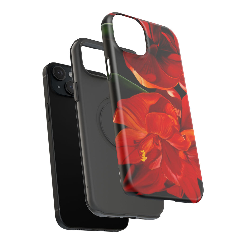 Phone case Lisa Herrera art print Red Amaryllis Floral Impact-Resistant Phone Case