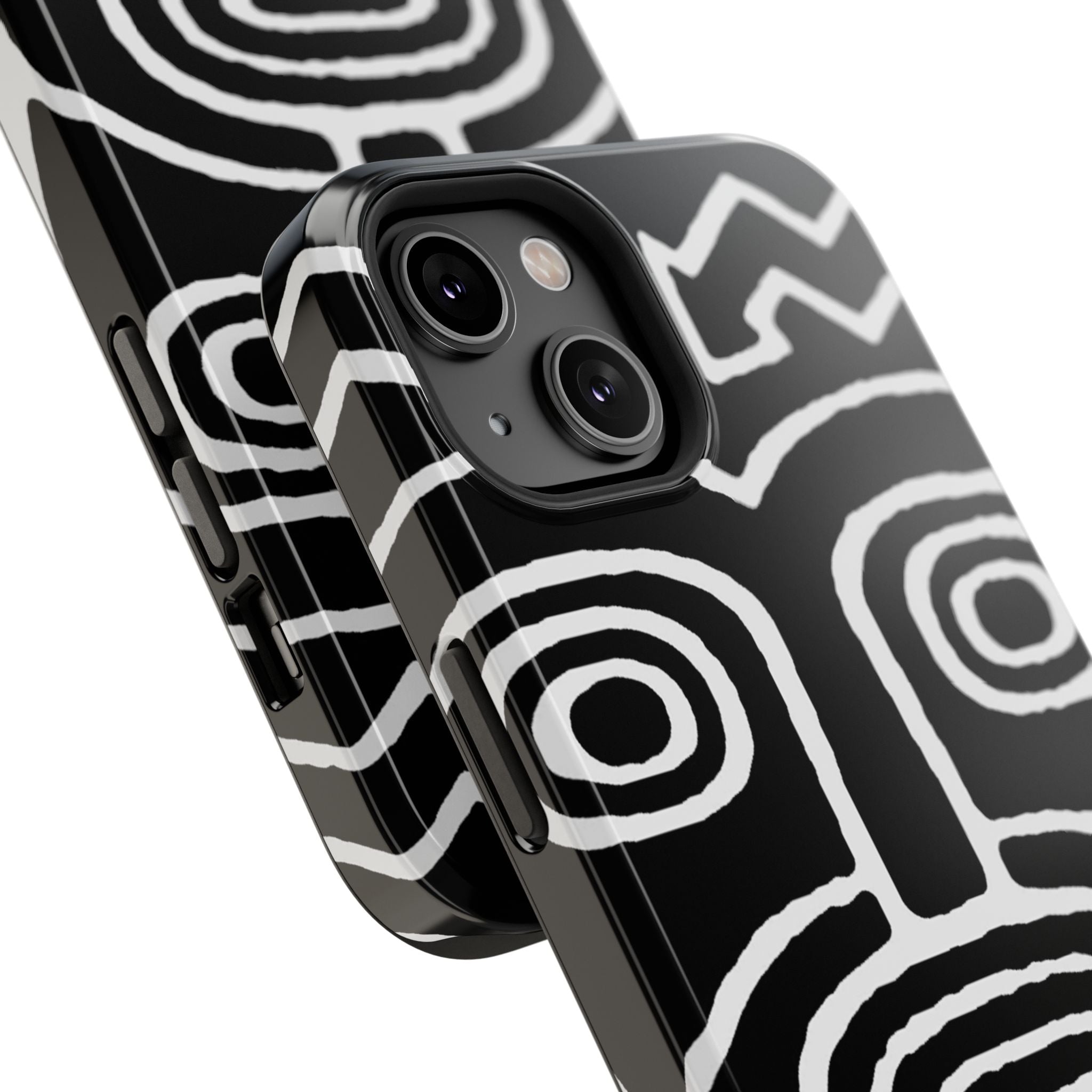 Phone Case — Black & White Tribal Mask Impact-Resistant Case