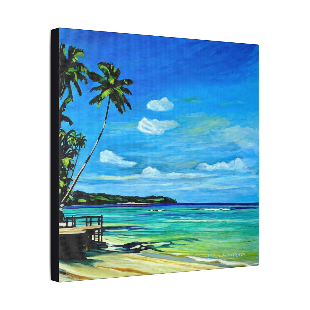 Canvas Print Lisa Herrera art Tropical Beach Canvas Print — Palm Trees Seaside Stretched Wall Art