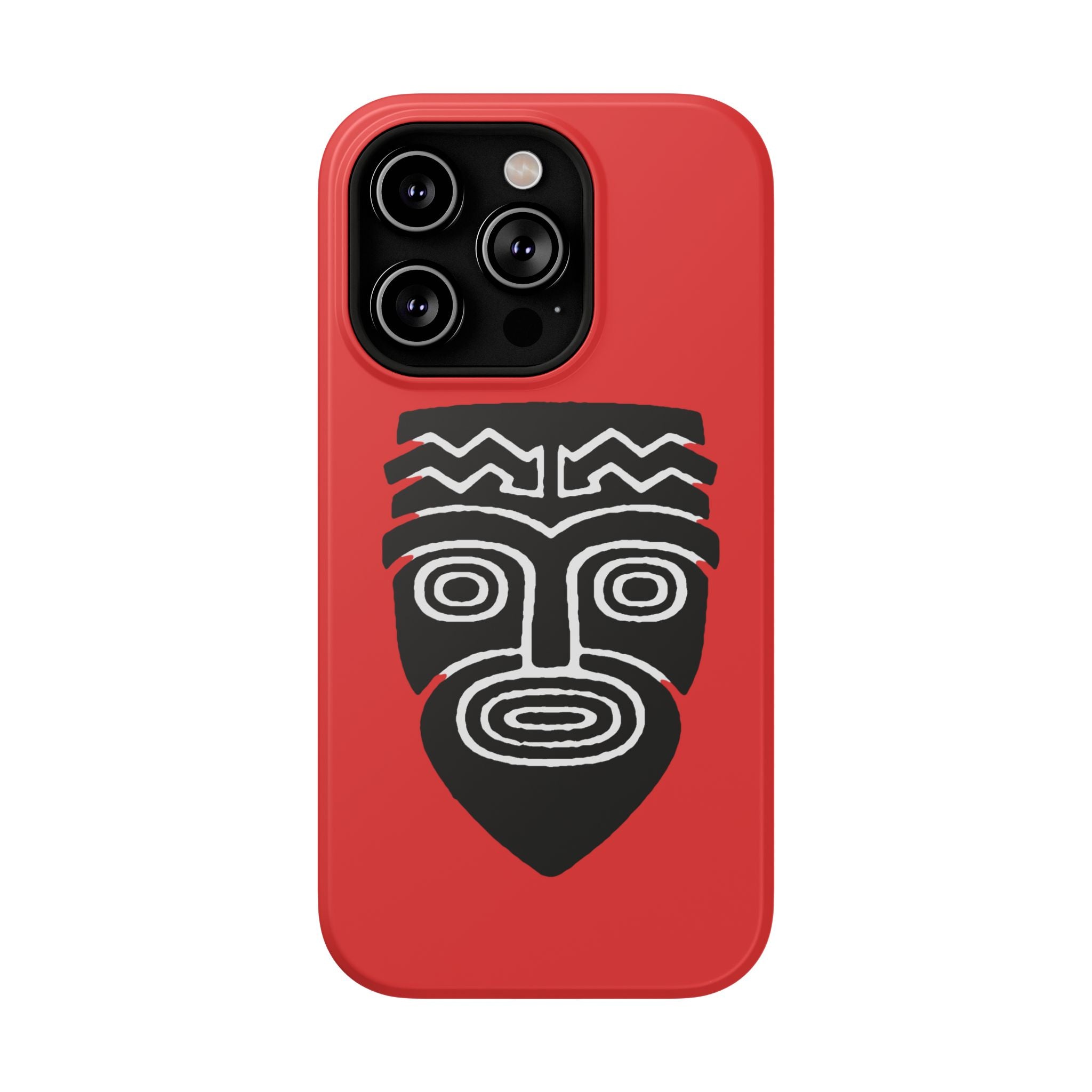 Phone Case Tiki Mask Impact-Resistant Phone Case — Bold Red Protective Cover