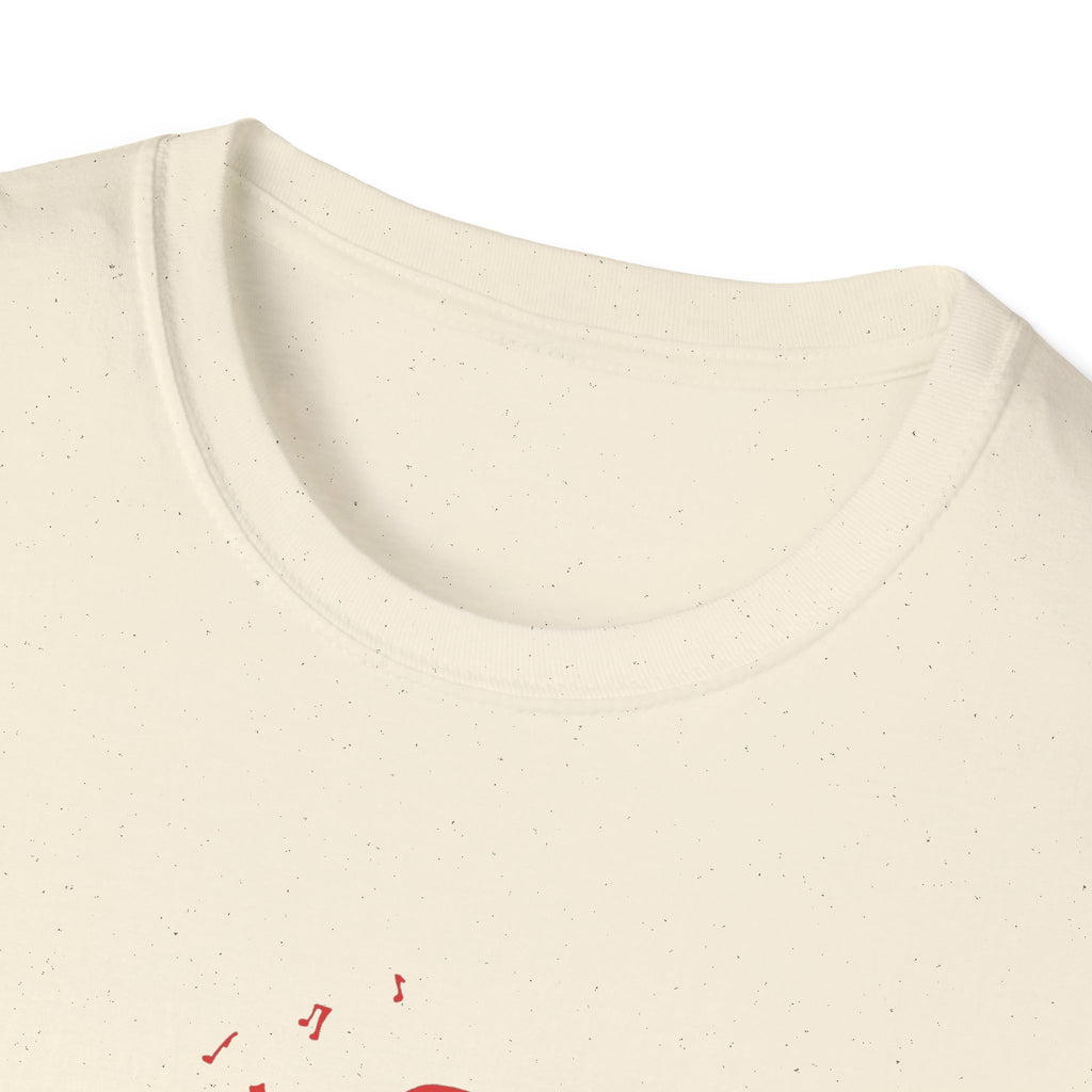T-Shirt with red lined big drum drummer — Red Line Native Drummer Illustration