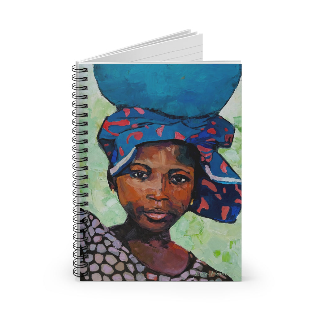 Spiral Notebook Lisa Herrera art print Girl with Blue Bowl Painting - Ruled Journal for Notes & Travel