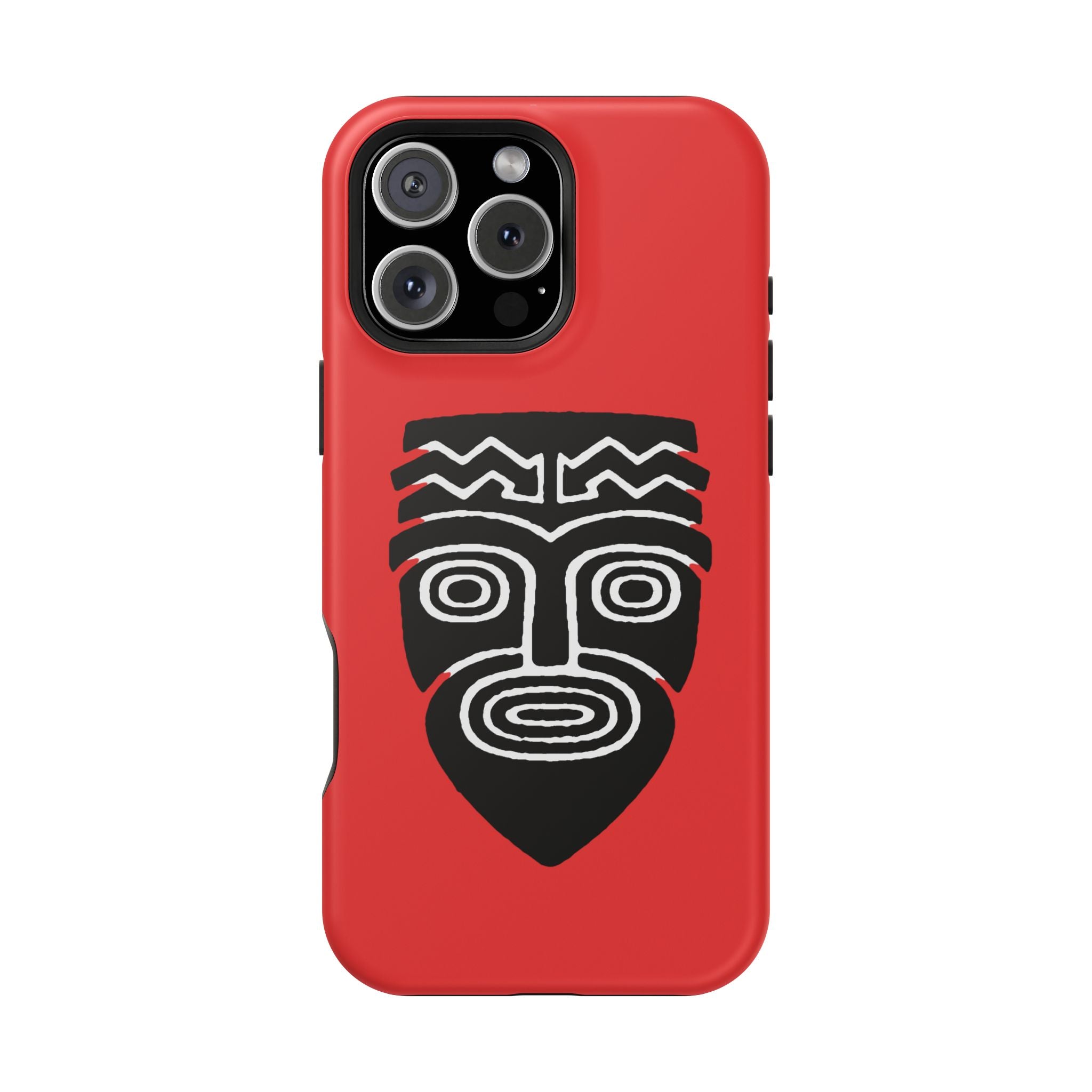 Phone Case Tiki Mask Impact-Resistant Phone Case — Bold Red Protective Cover