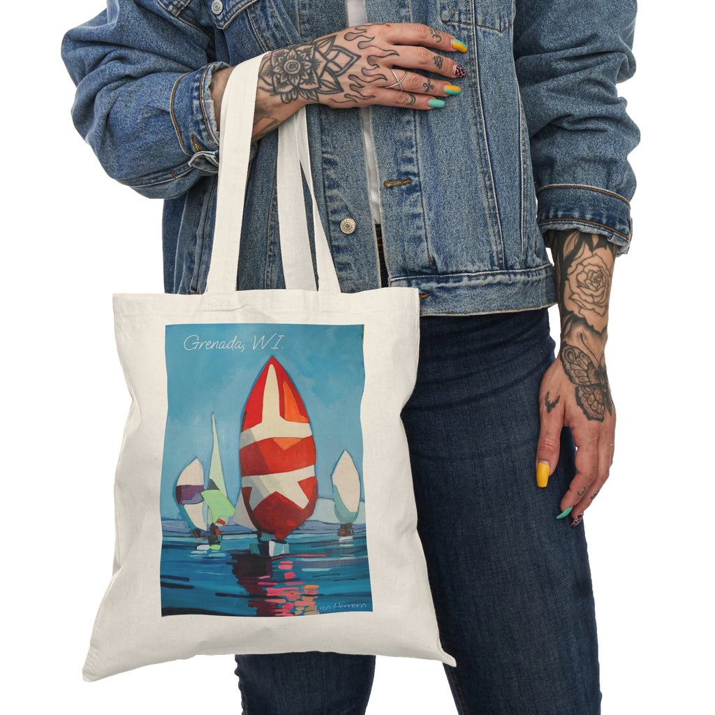Tote Bag Painting Grenada Sailing Canvas Tote Bag – Retro Regatta Beach Tote