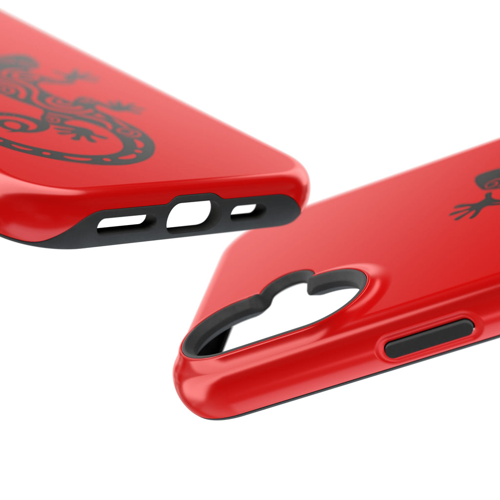Phone Case Red Impact with Tribal Gecko Design — Shockproof Protective Cover
