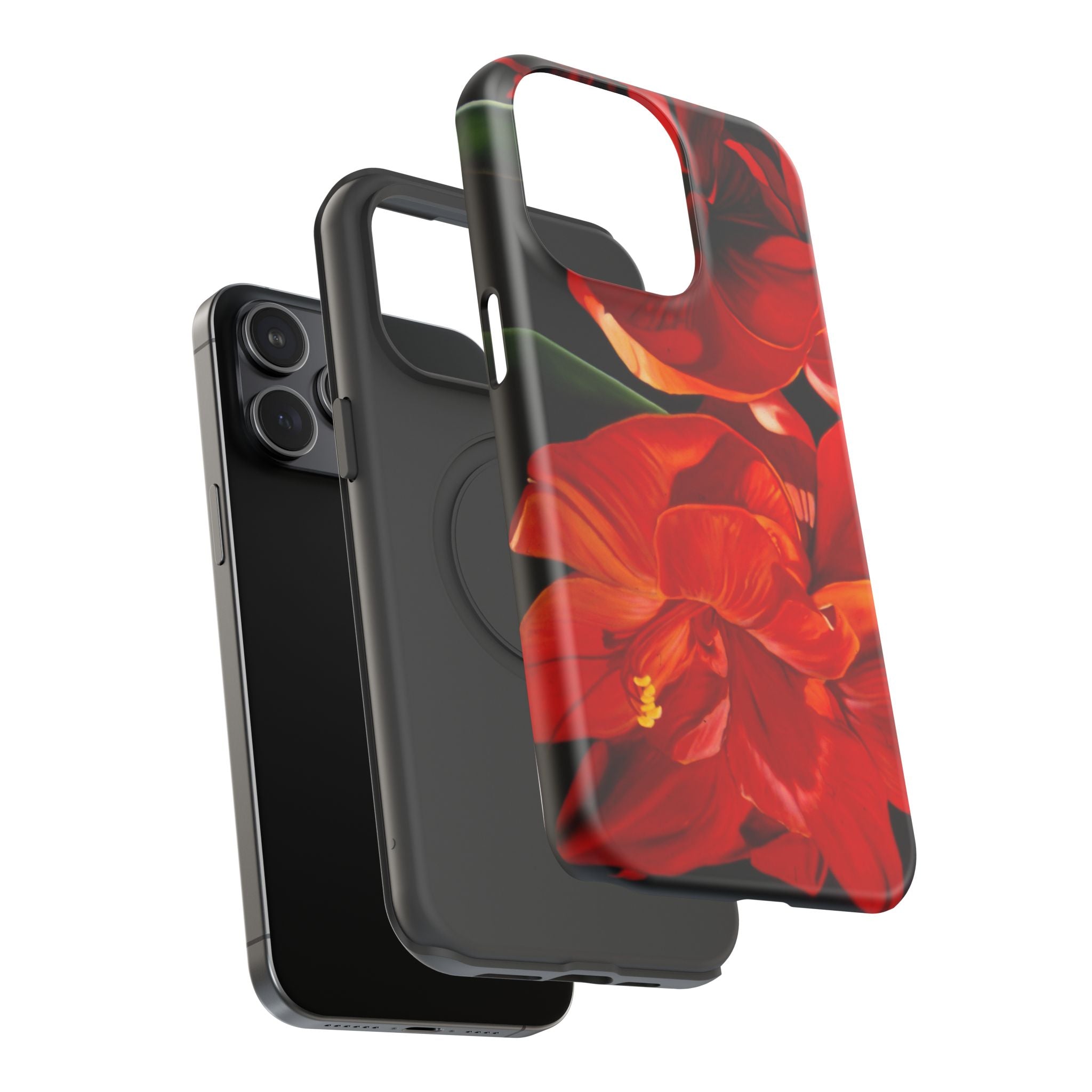 Phone case Lisa Herrera art print Red Amaryllis Floral Impact-Resistant Phone Case