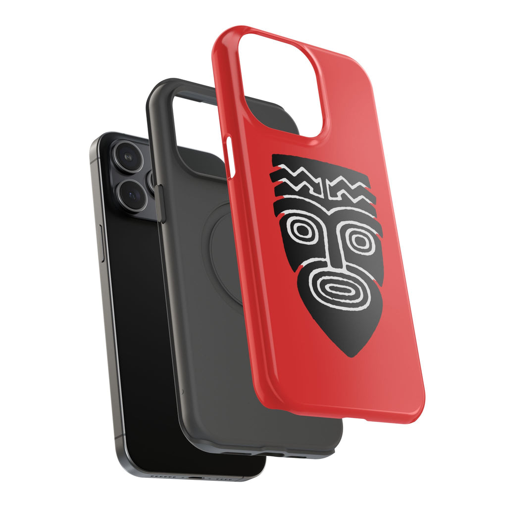 Phone Case Tiki Mask Impact-Resistant Phone Case — Bold Red Protective Cover