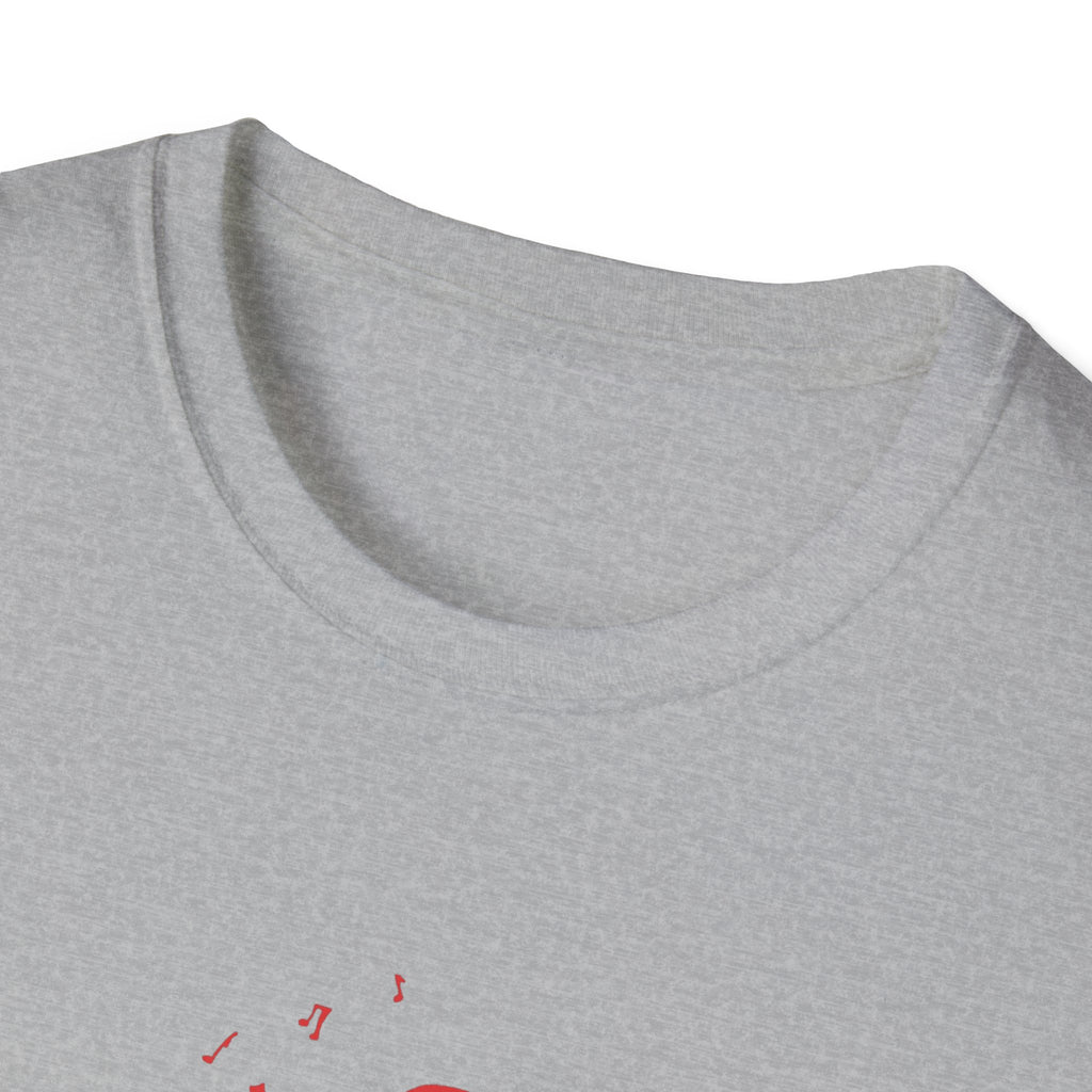 T-Shirt with red lined big drum drummer — Red Line Native Drummer Illustration
