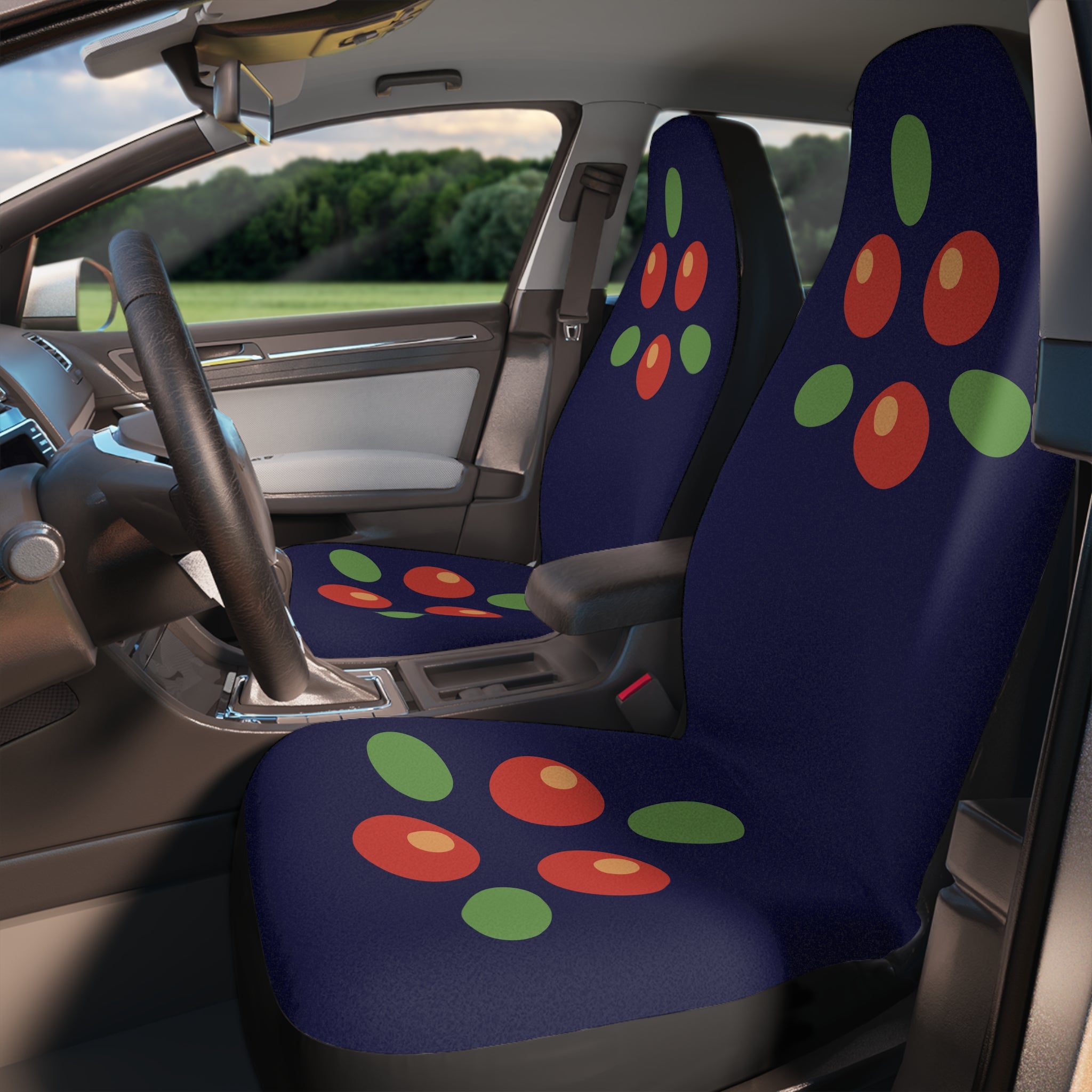 Car Seat Covers - Festive Navy Cherry Design