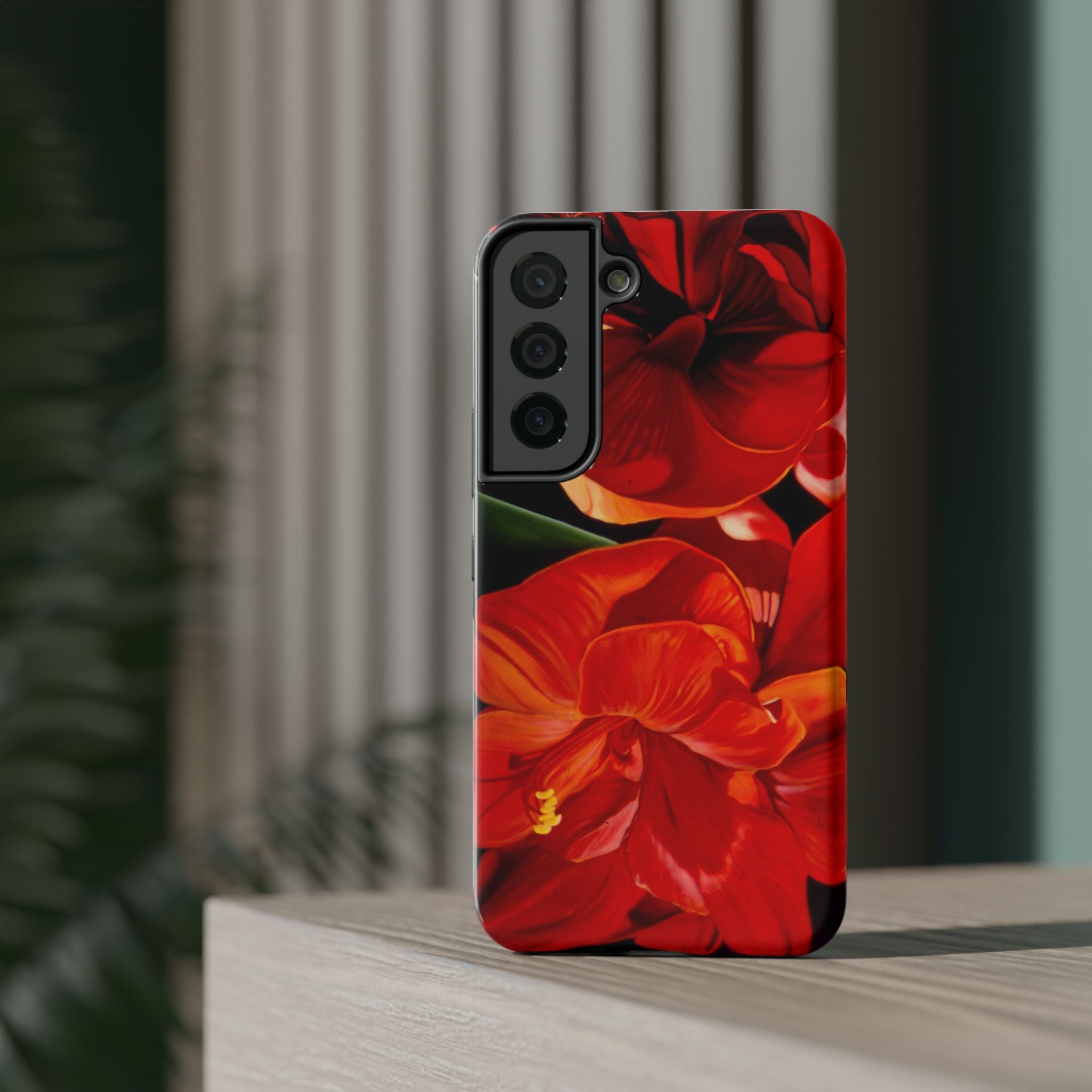 Phone case Lisa Herrera art print Red Amaryllis Floral Impact-Resistant Phone Case