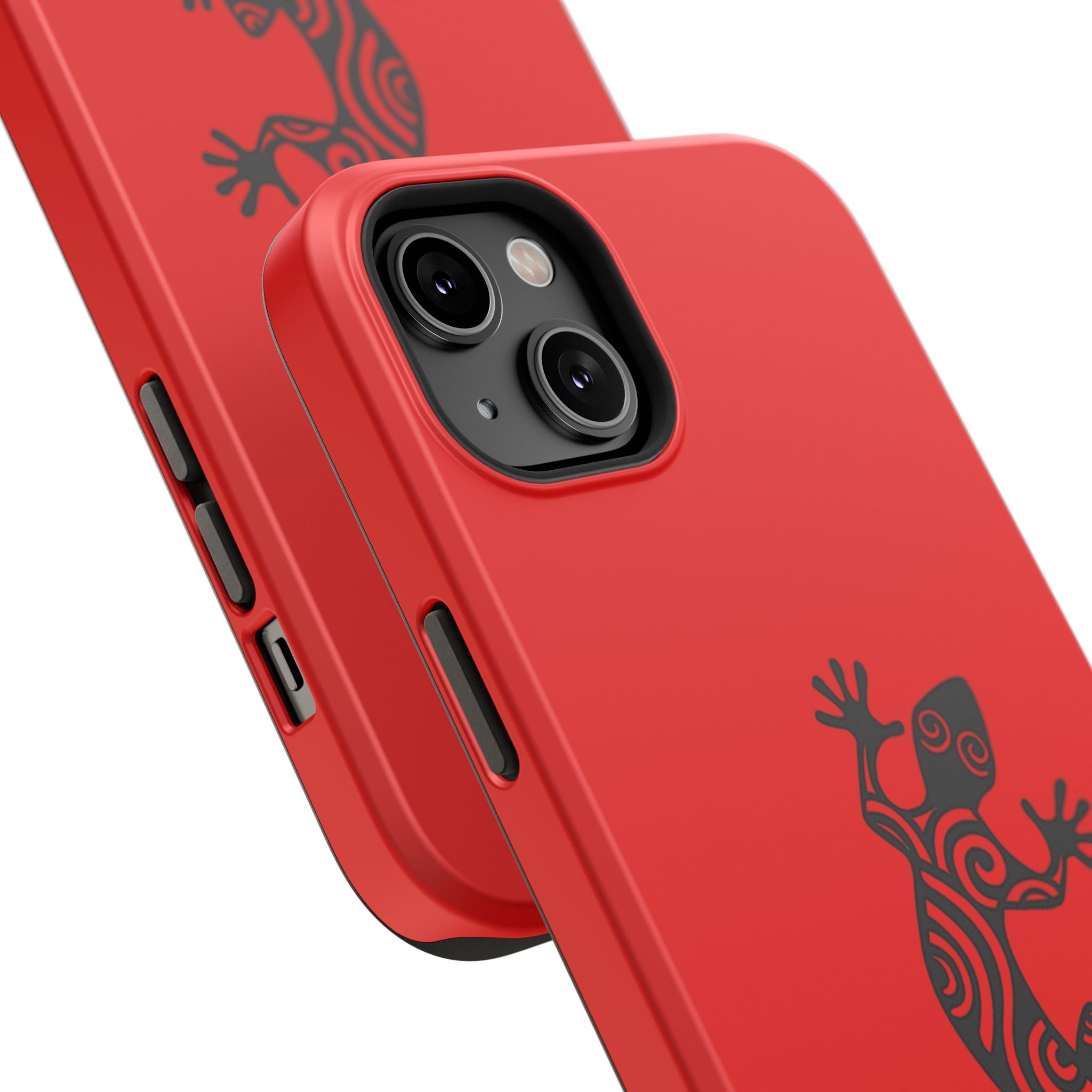 Phone Case Red Impact with Tribal Gecko Design — Shockproof Protective Cover