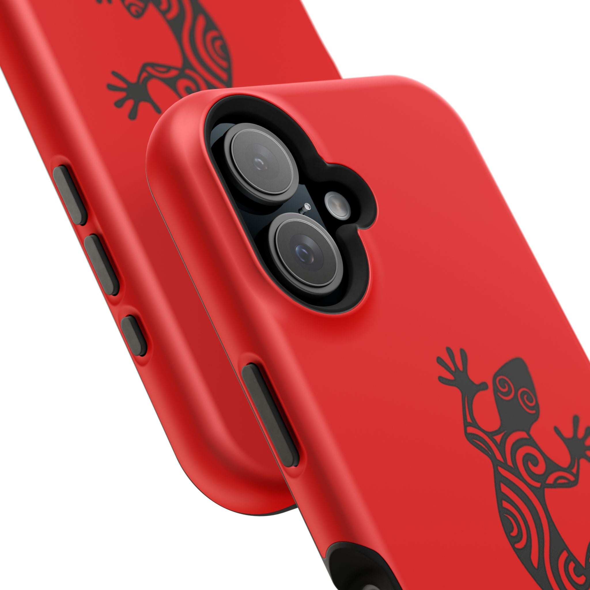 Phone Case Red Impact with Tribal Gecko Design — Shockproof Protective Cover