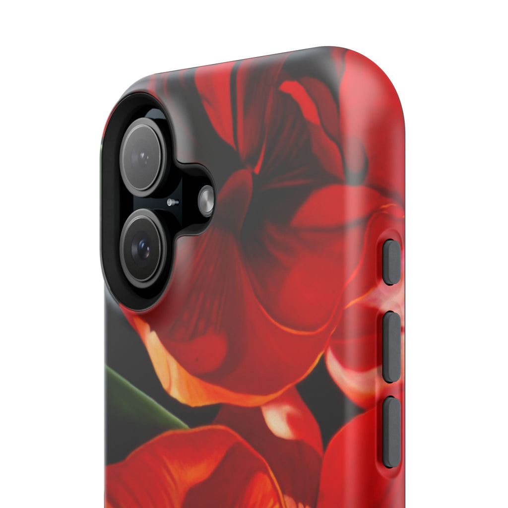 Phone case Lisa Herrera art print Red Amaryllis Floral Impact-Resistant Phone Case