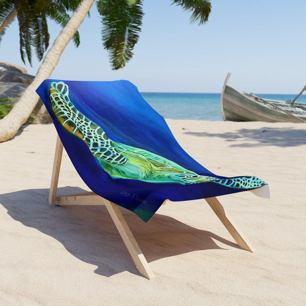 Beach Towel Turtle Painting – Vibrant Ocean Swim Design