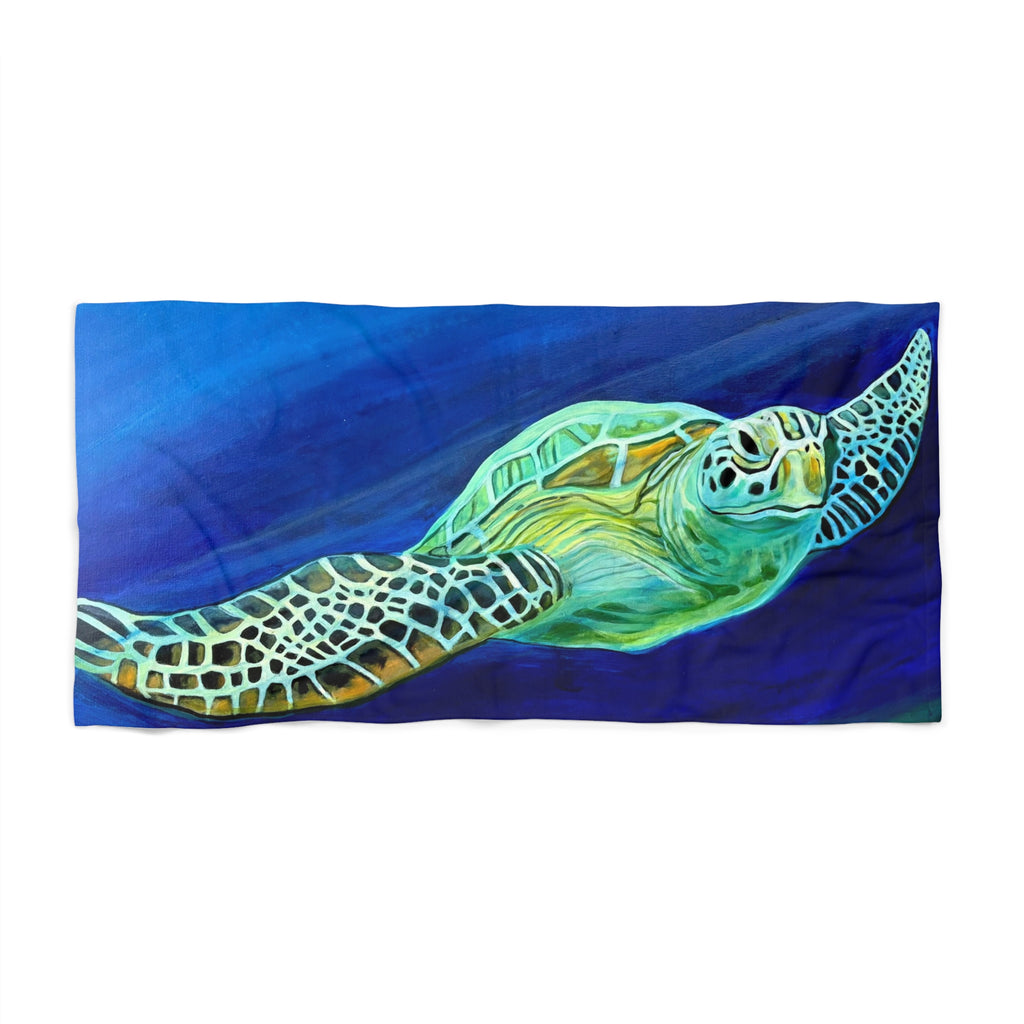 Beach Towel Turtle Painting – Vibrant Ocean Swim Design
