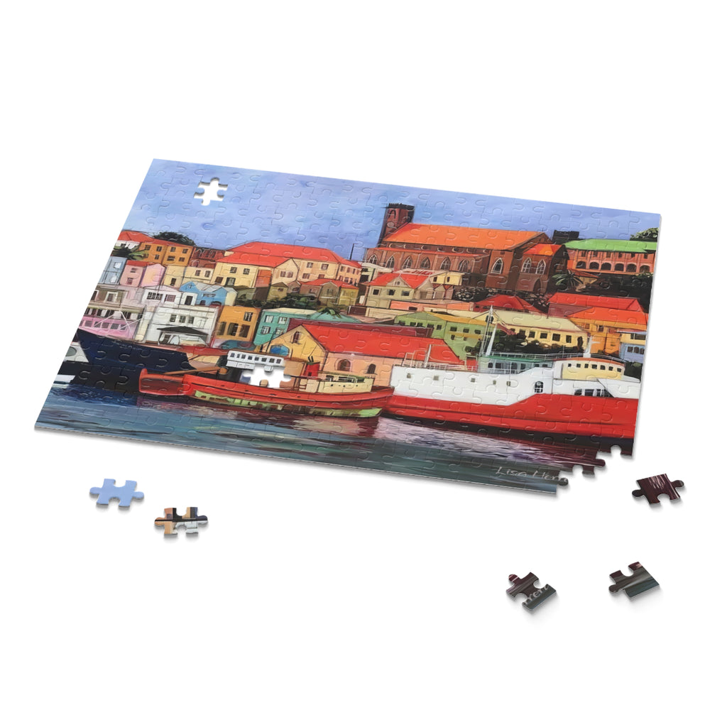 Puzzle St George's Carenage Harbor Puzzle — Colorful Grenada Caribbean Harbour Jigsaw (120/252/500 pcs)
