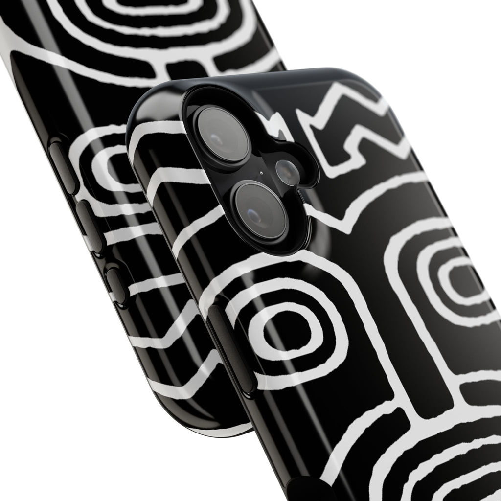 Phone Case — Black & White Tribal Mask Impact-Resistant Case