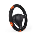 Steering Wheel Cover - Retro Orange Flower on black