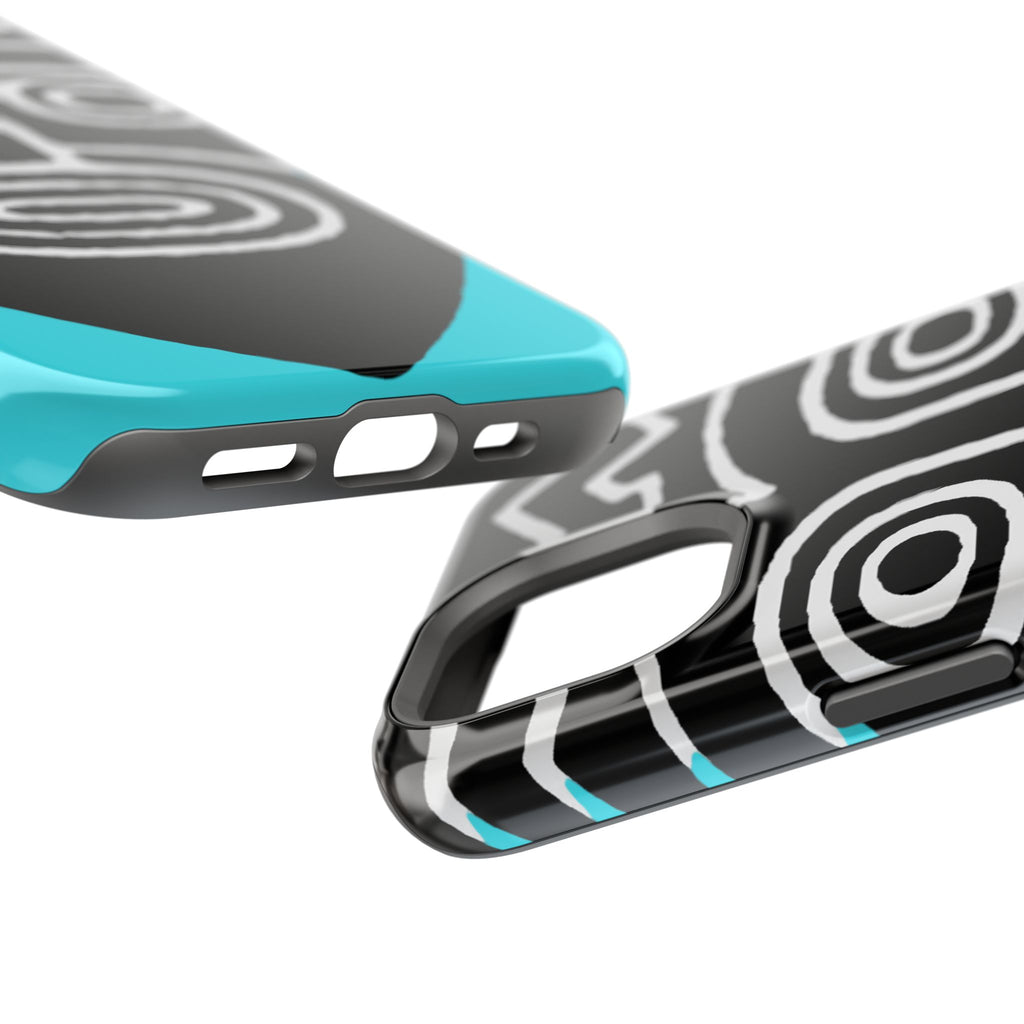 Phone case Impact-Resistant  — Abstract Tribal Mask Design (Black & Teal)