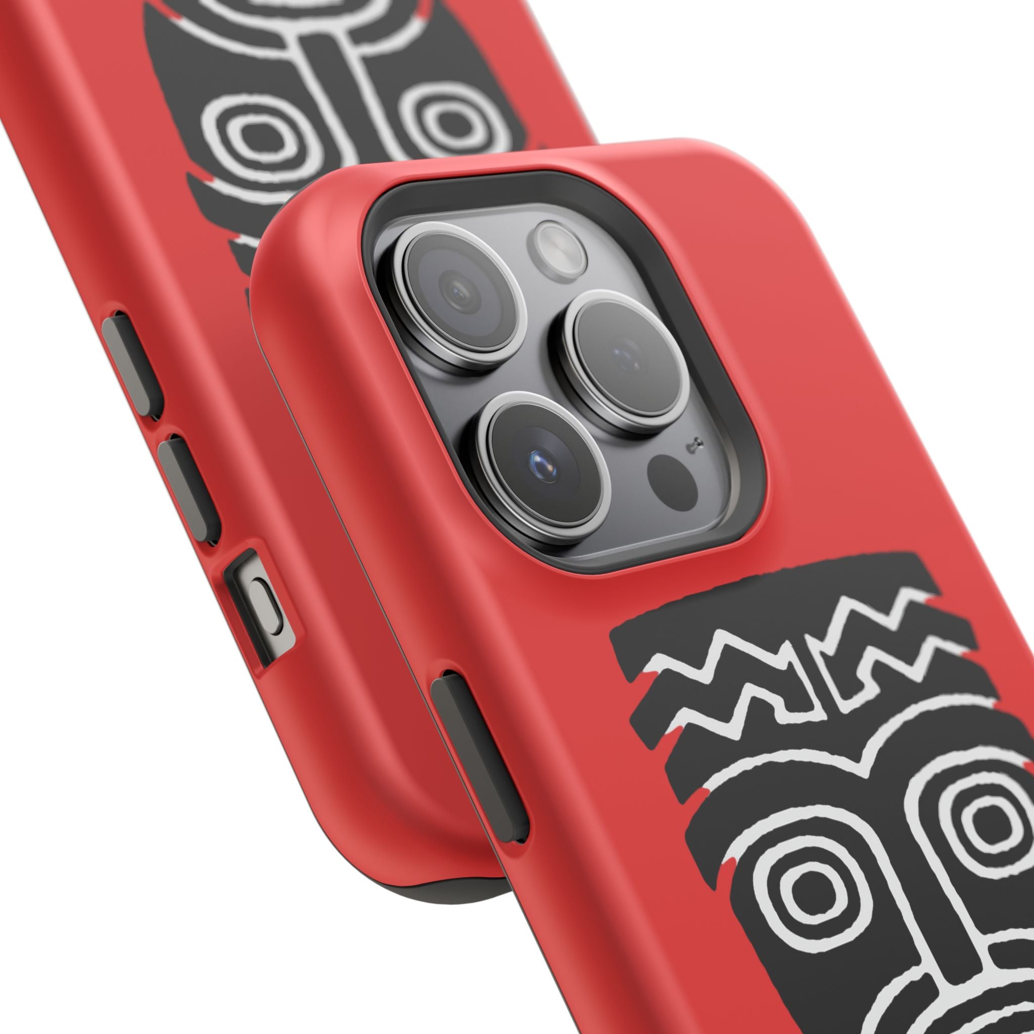 Phone Case Tiki Mask Impact-Resistant Phone Case — Bold Red Protective Cover