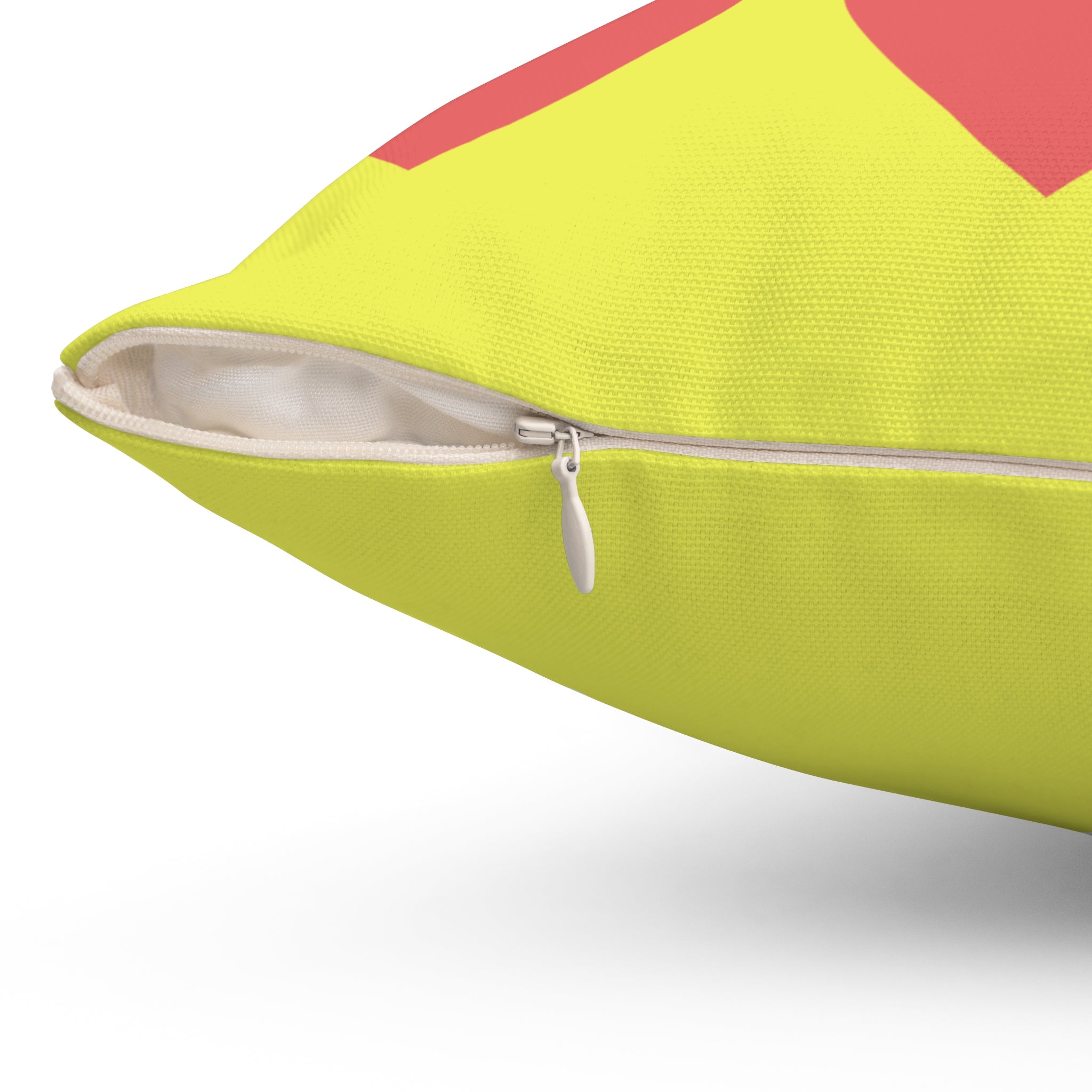 Throw Pillow Red Hearts on Yellow  - Decorative Cushion