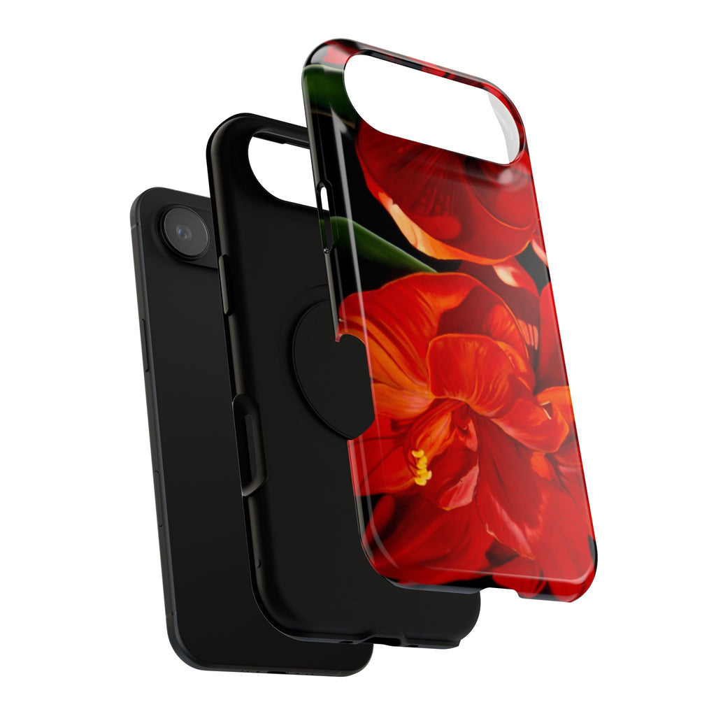 Phone case Lisa Herrera art print Red Amaryllis Floral Impact-Resistant Phone Case