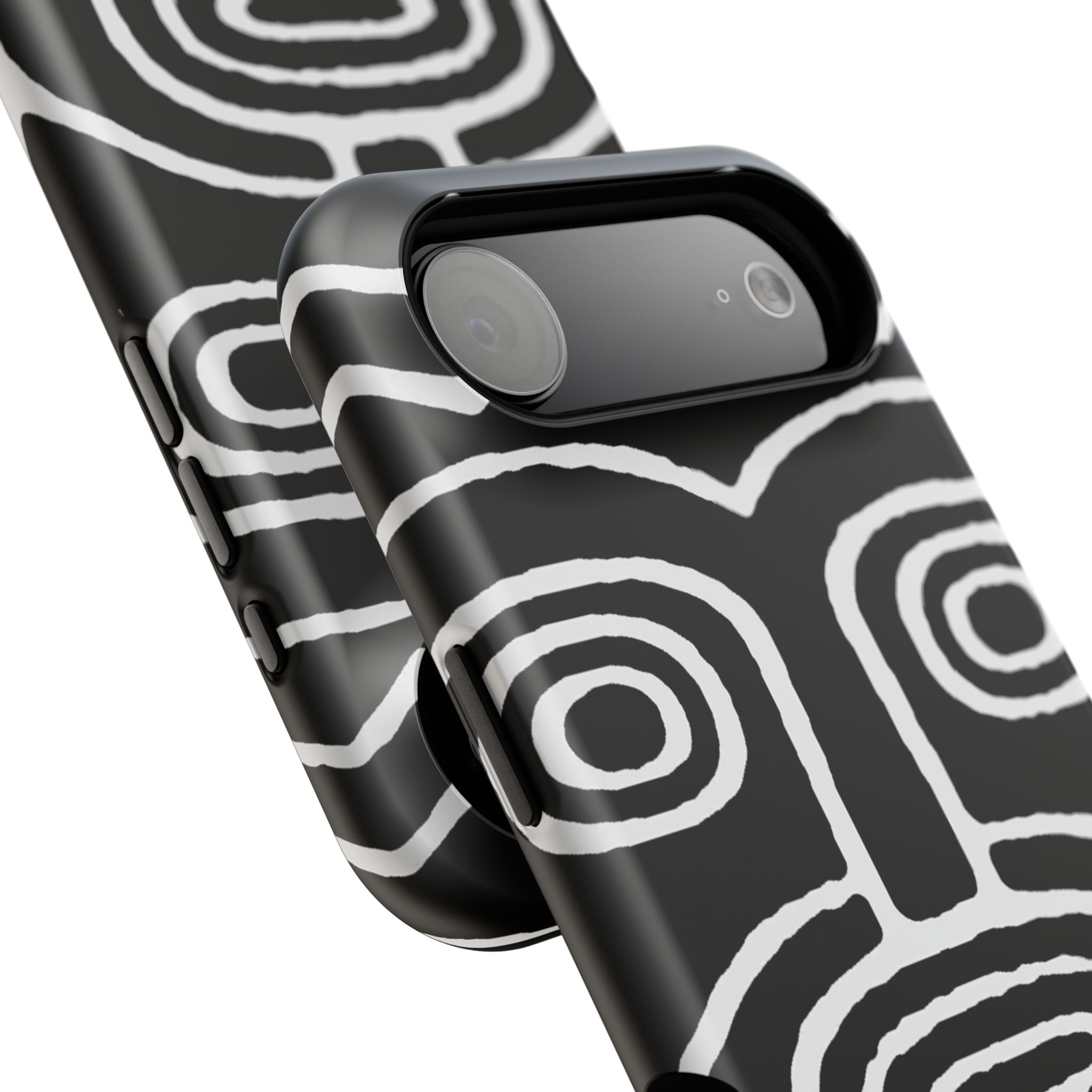 Phone Case — Black & White Tribal Mask Impact-Resistant Case