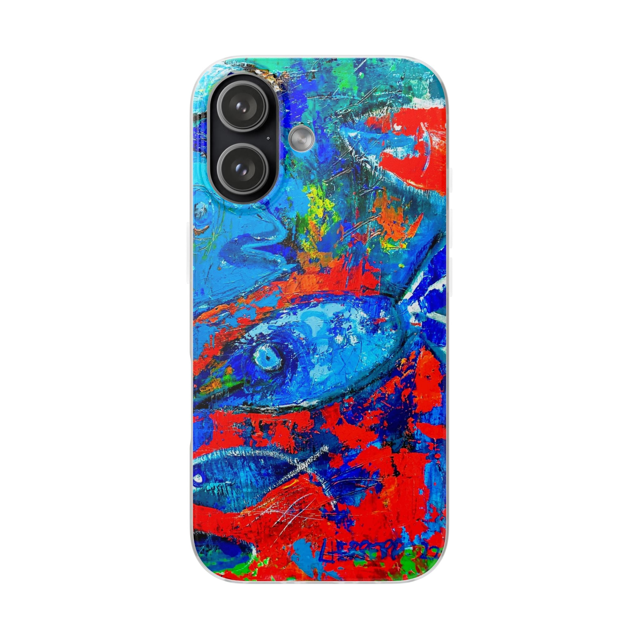 Phone Case Lisa Herrera art print Abstract Fish  — Colorful Ocean Acrylic Design for iPhone & Android